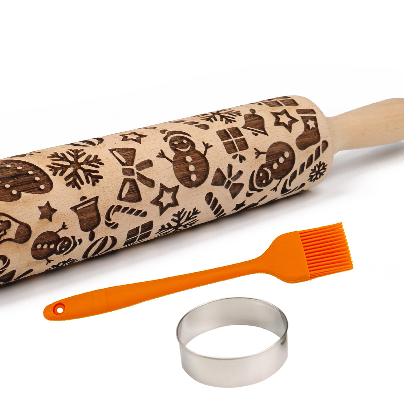 Embossed Rolling Pin For Baking Cookies Christmas Embossing Rolling Pins With Design Wooden Engraved Springerle Roller Pin Dough