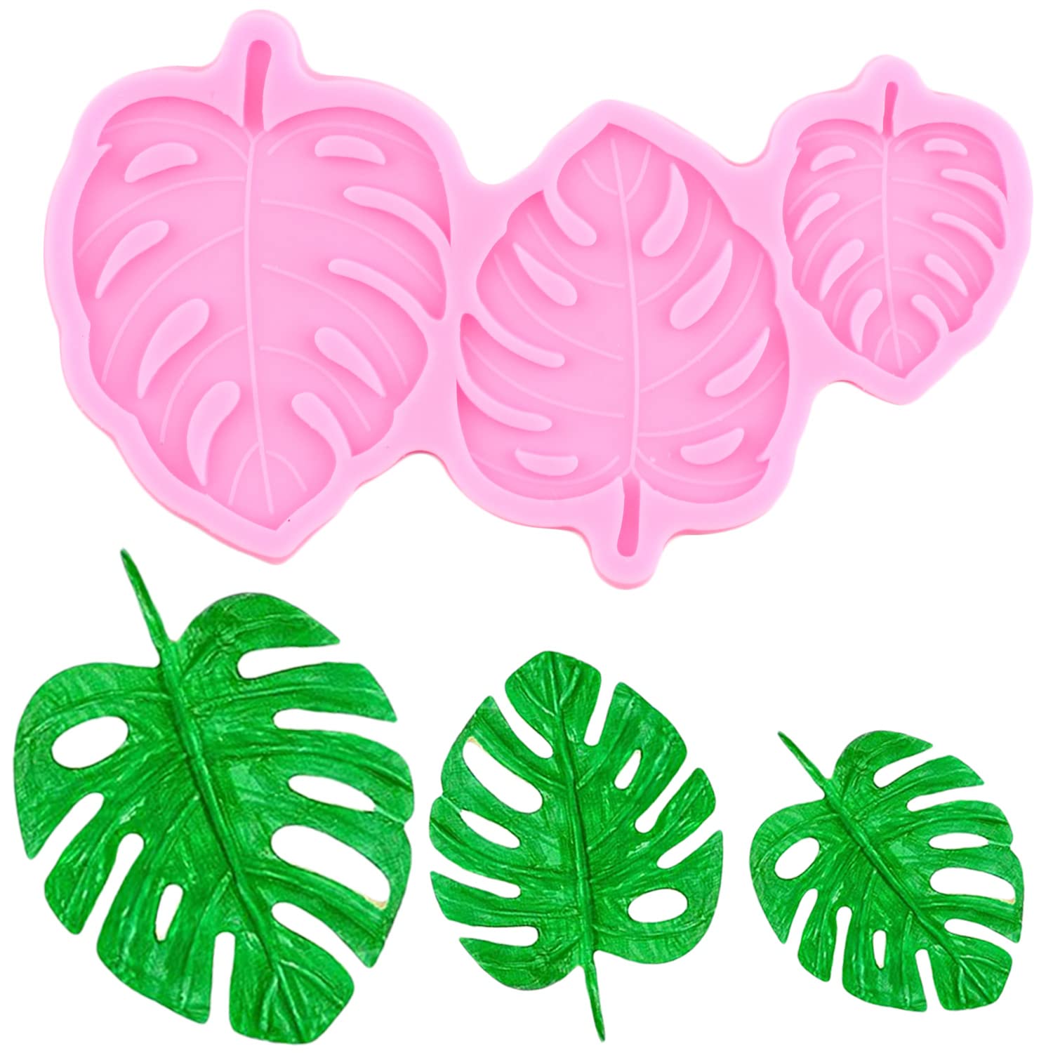 Mypracs Tropical Leaf Silicone Mold Monstera Leaves Fondant Molds Fern Leaf Candy Mold For Cake Decoration Cupcake Topper Chocol