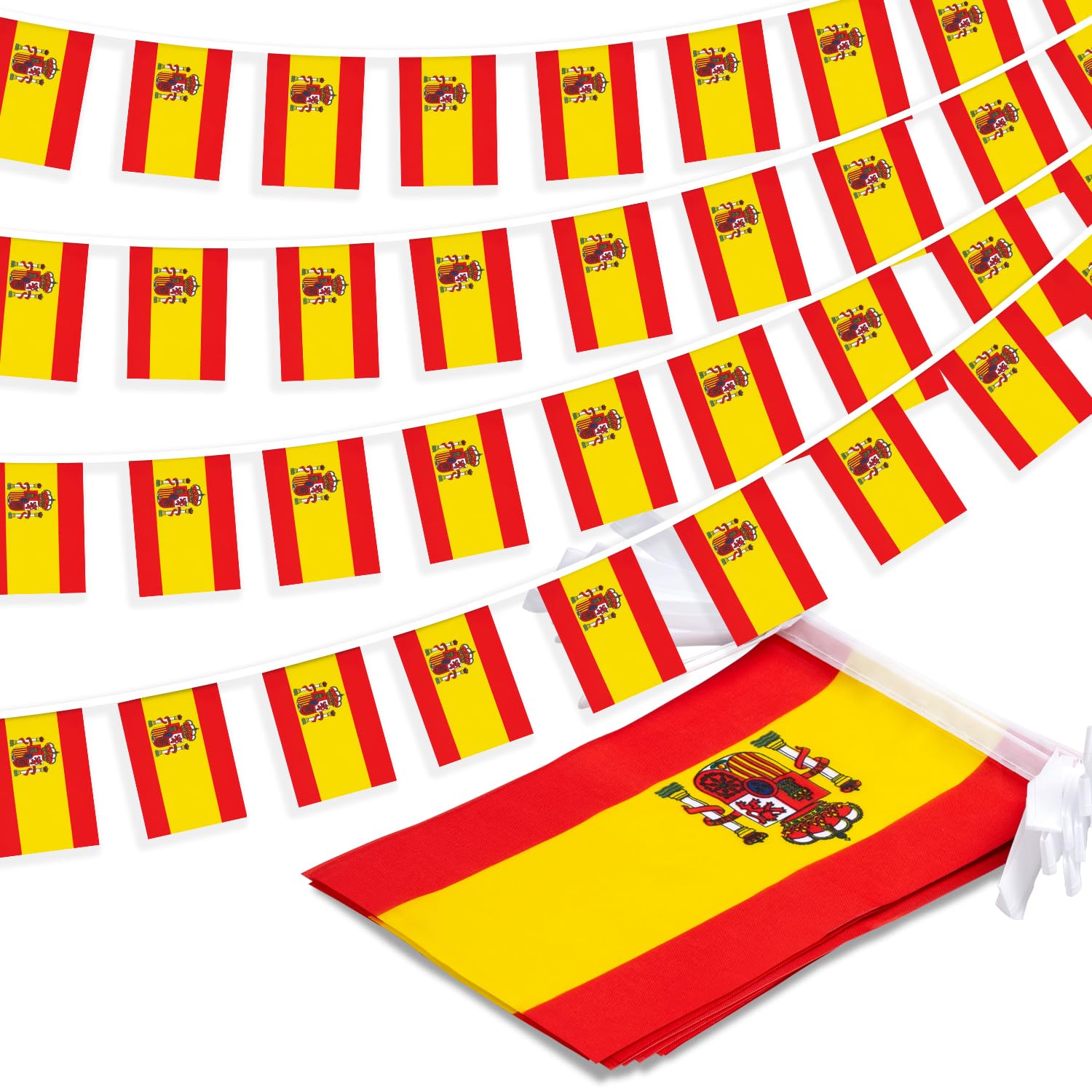 Spain String Flag Pennant Banner, Small Mini Spanish Flags Bunting Banner, National Country Decoration For School, Party, Sports