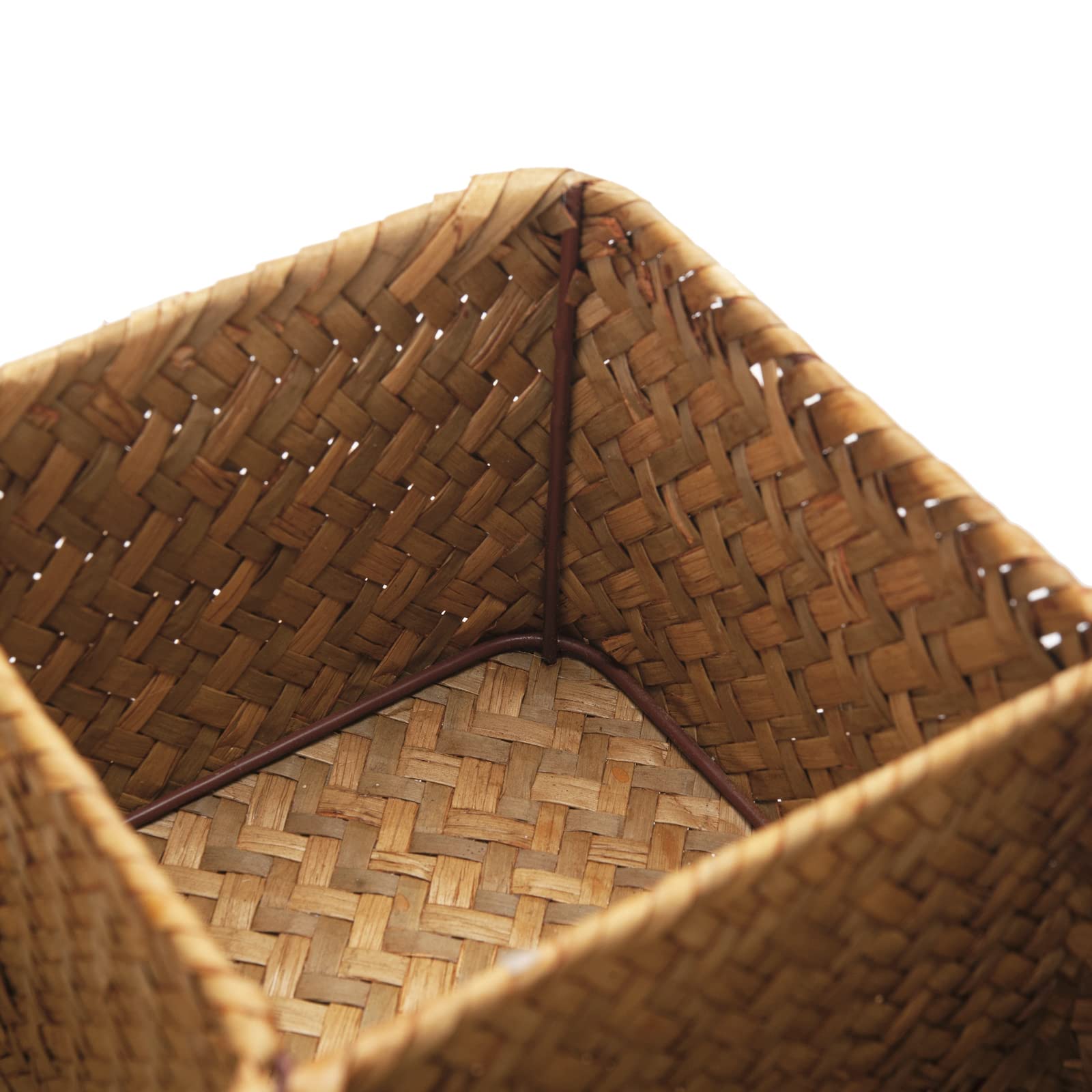 Tea Bag/Sugar Packet Holder, Coffee Station Condiment Organizer, Seagrass Storage Basket, Wicker Rattan Divided Basket Organizer