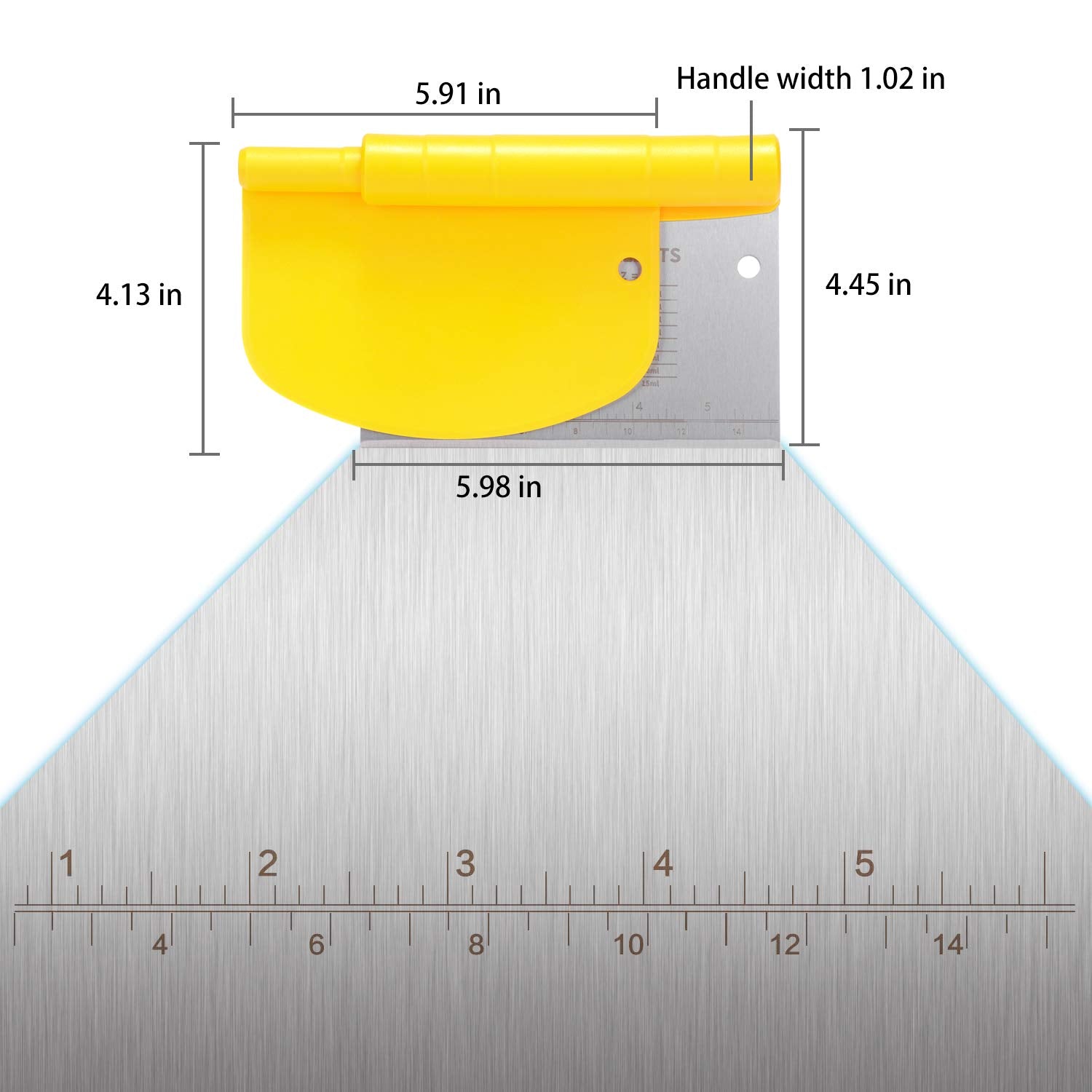 Suanyok Bench Scraper-Stainless Steel Dough Scraper and Food Safe Flexible Plastic Bowl Scraper 4-Piece Set-Bread/Pastry/Pizza Cutter  Multifunctional 2-in-1 Baking Tools With Measurement Marks