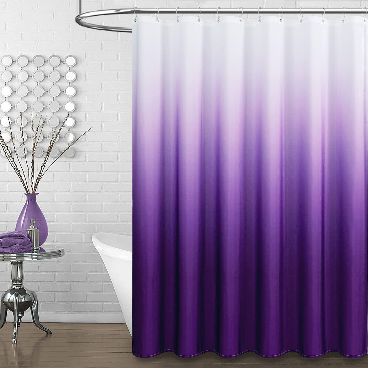 Bttn Long Fabric Shower Curtains - 72'' X 78'' Inch Long Ombre Linen Textured Heavy Duty Shower Curtain Set With Metal Hooks, Ta