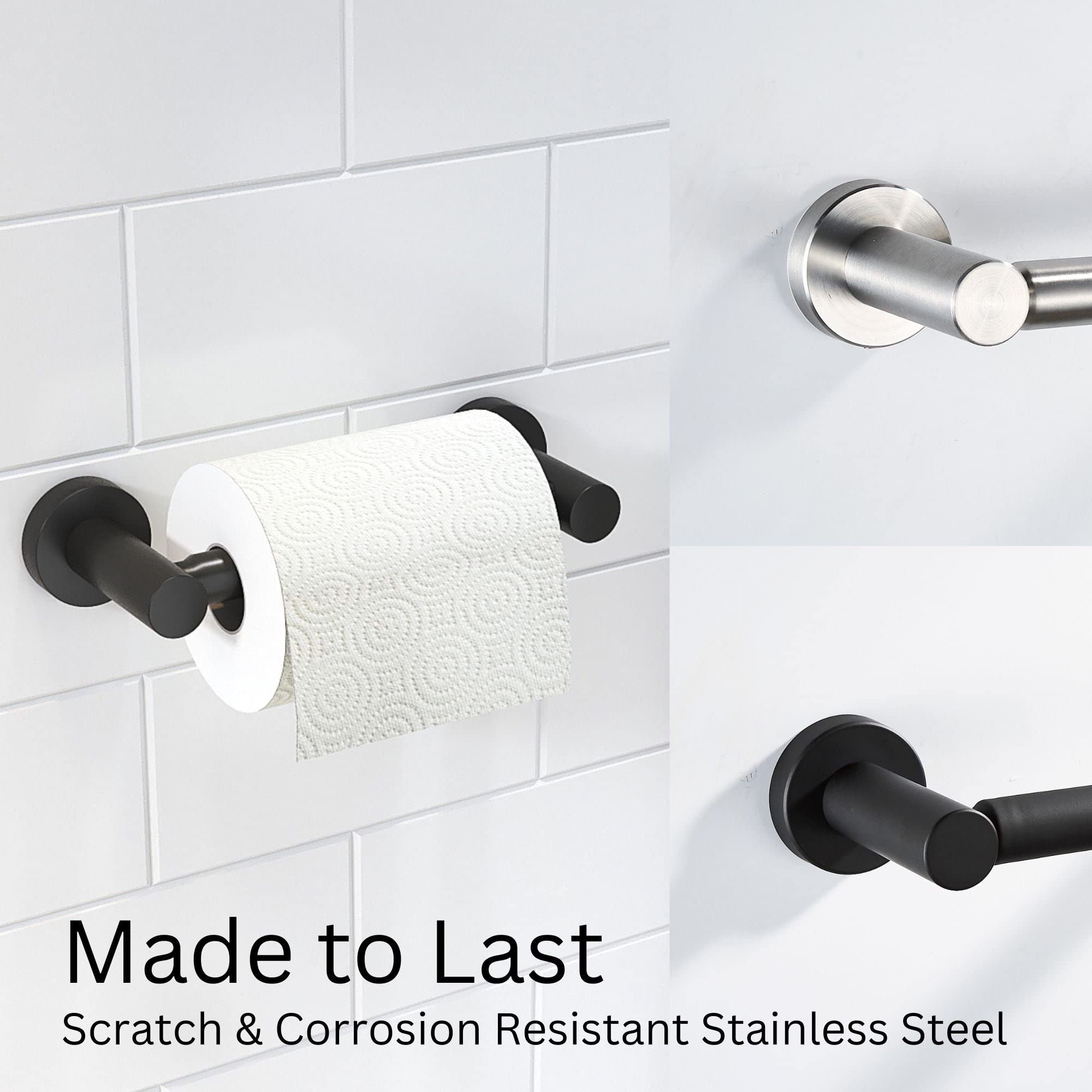 Marmolux Acc Matte Black Toilet Paper Holder - Wall Mounted Black Toilet Paper Holder - Pivoting Design In Sus 304 Stainless Ste