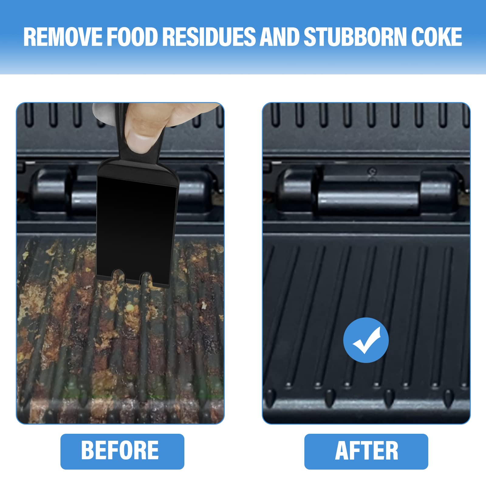 Xyk 2 Pack Grill Spatula Scraper For George Foreman Indoor Grills And Other Indoor Grills With Grooves, Heat Resistant Cleaner T