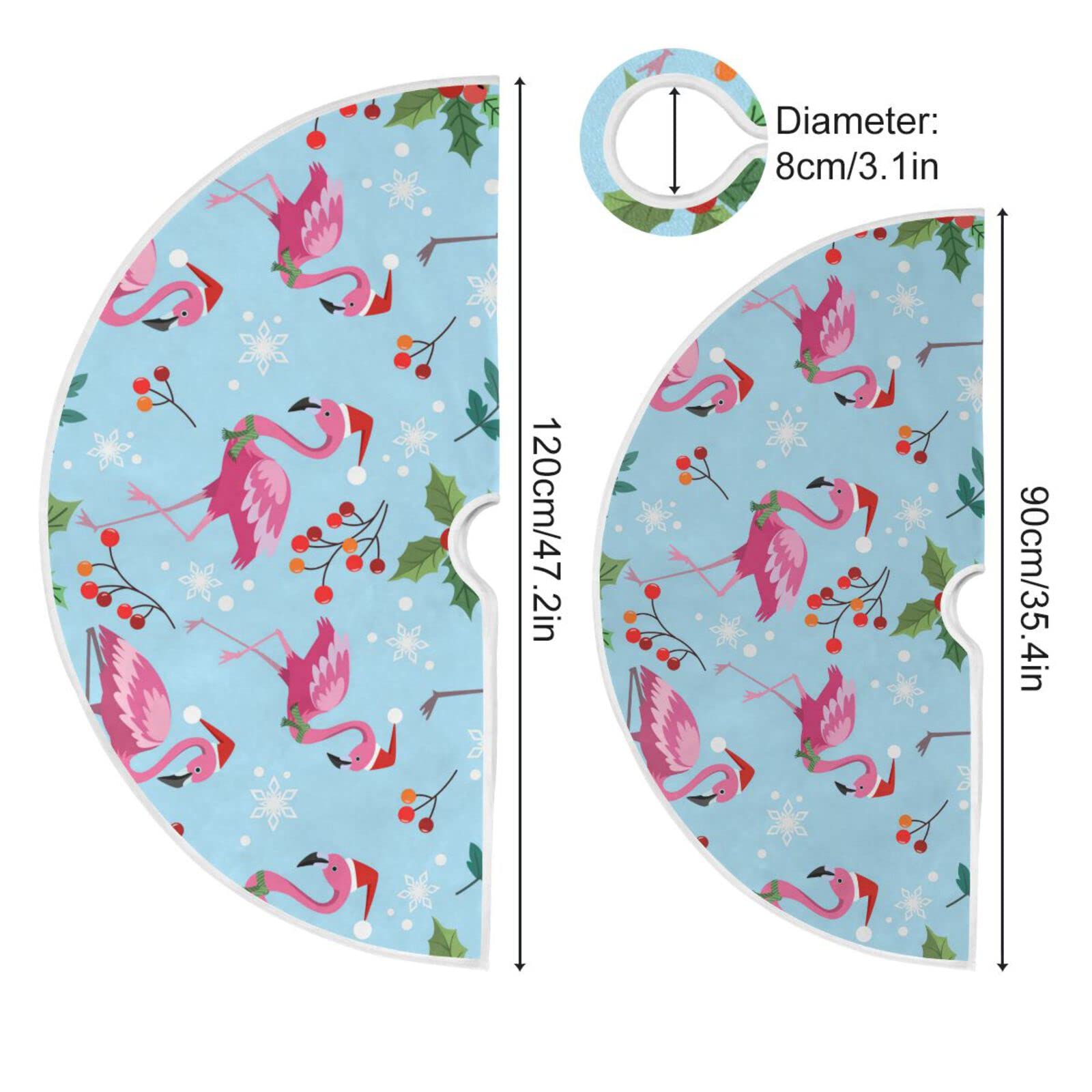 Vozoza Christmas Flamingo Snowflake Tree Skirt, Seasonal Tree Mat Holiday Party Supplies Ornaments Indoor Outdoor Decorations fo