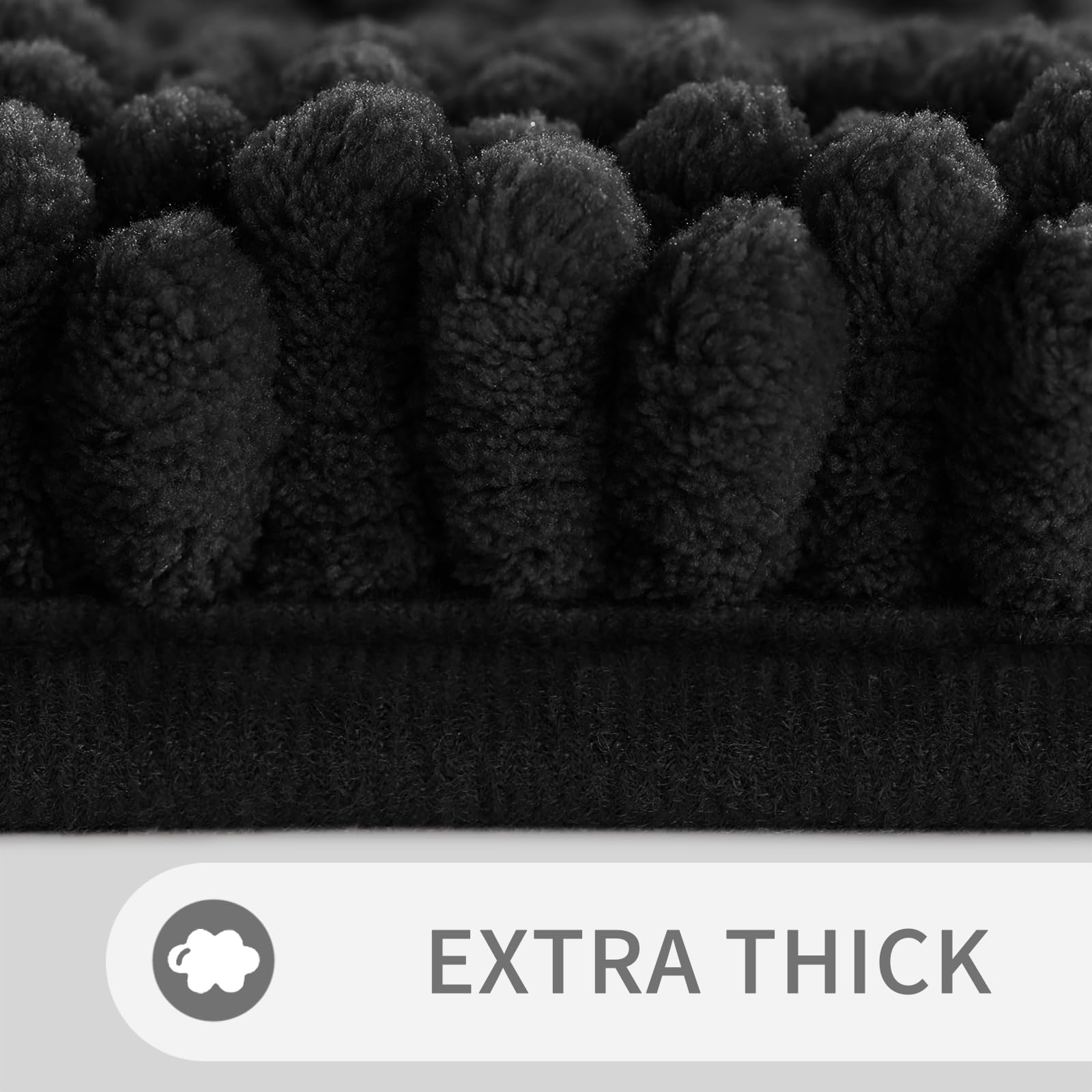 Yimobra Black Bathroom Rug Mat, Non Slip Quick Dry Bath Mats, Extra Thick And Super Absorbent Bath Rugs, Luxury Microfiber Cheni