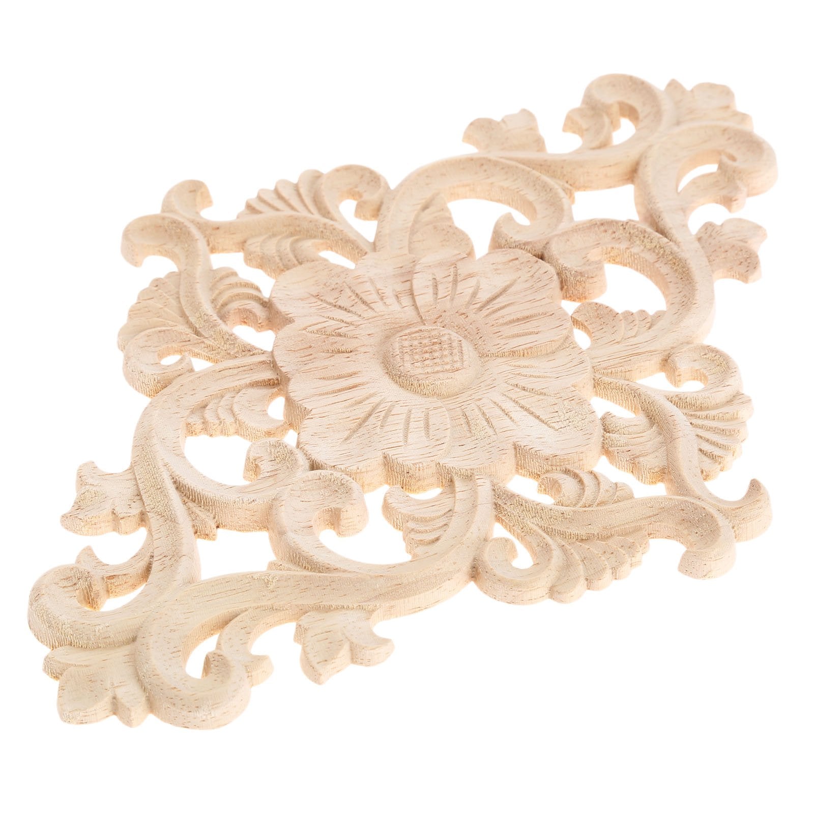 Wood Carved Appliques  2Pcs Wooden Decorative Onlays  MUXSAM Unpainted Furniture Center Decals for Cabinet Dresser Bed Door Wall Wardrobe Ceiling Decoration Home DIY Project  21x15cm/8.27''x5.9''