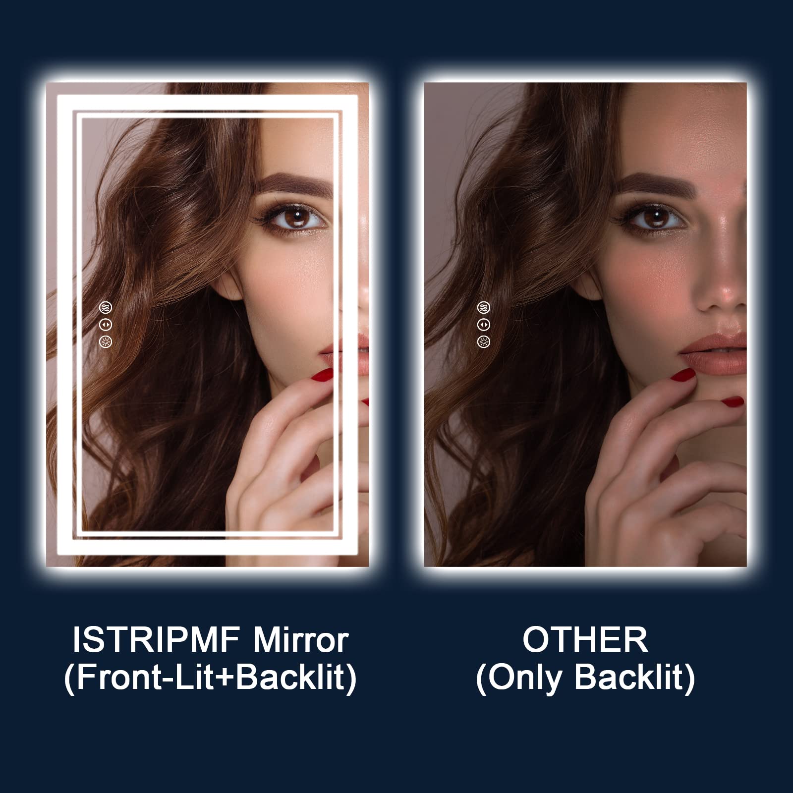 Istripmf 60X40 Inch Led Bathroom Mirror With Lights, Backlit And Front Lighted Bathroom Mirrors For Wall, Anti-Fog Dimmable Memo