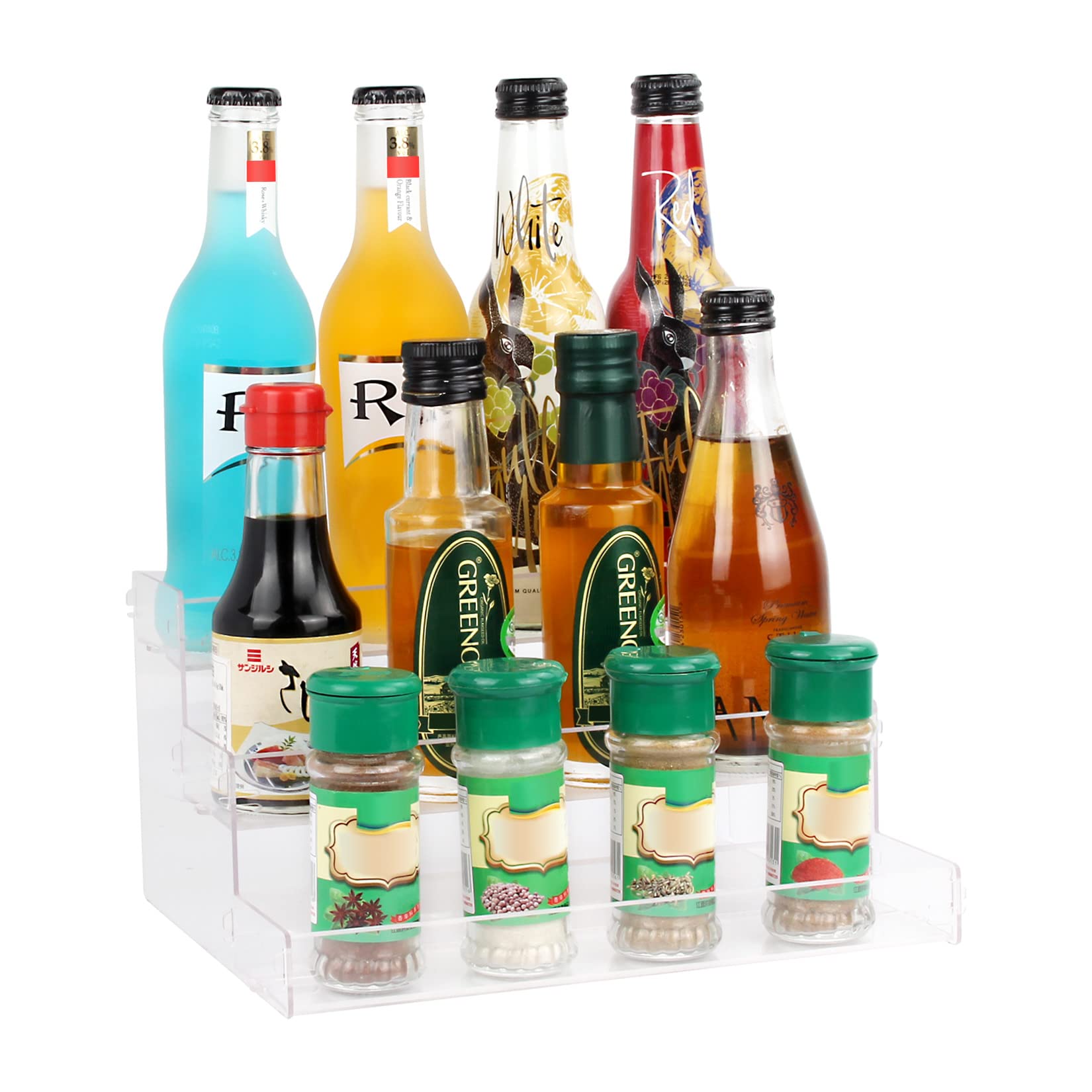 ELEGANTLIFE Spice Rack,No Tool Needed & No Pungent Acrylic Glue Self-derived Snap On Assembly Spice Shelf Pantry Kitchen Cabinet