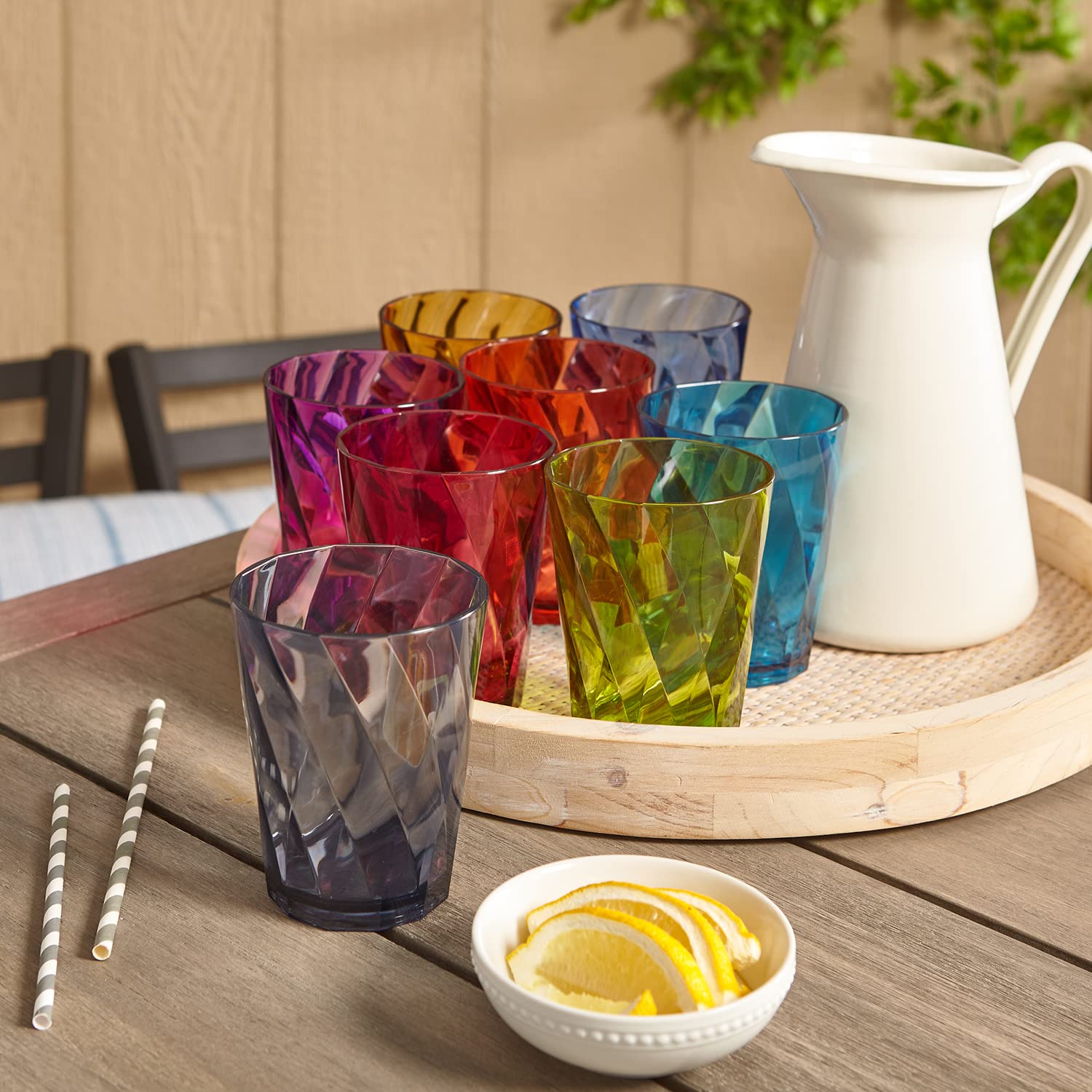 Us Acrylic Optix Plastic Reusable Drinking Glasses (Set Of 8) 14Oz Rocks Cups In Jewel Tone Colors | Bpa-Free Tumblers, Made In
