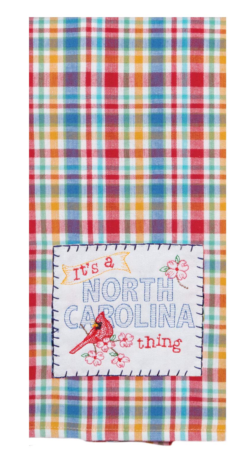 KayDeeDesigns Kitchen Towel Bundle - 2 Piece Embroidered North Carolina, Linen, Small, Multicolored, Model F2216 F2217