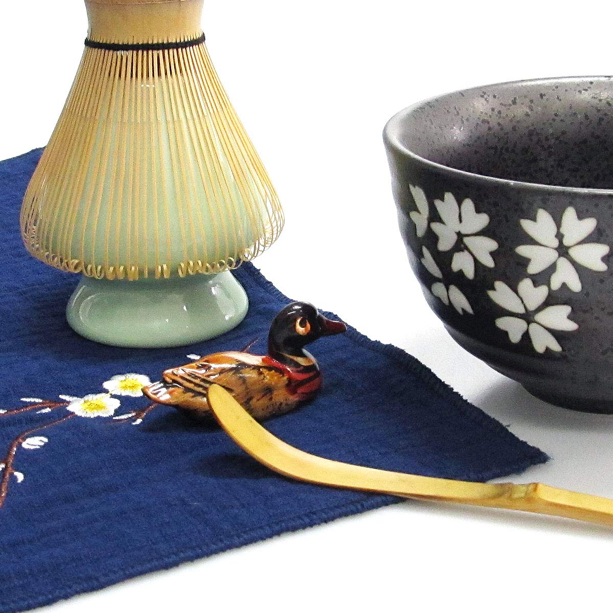 Artcome Japanese Matcha Tea Set, Matcha Whisk, Traditional Scoop, Matcha Bowl, Ceramic Whisk Holder, Handmade Matcha Ceremony Ki