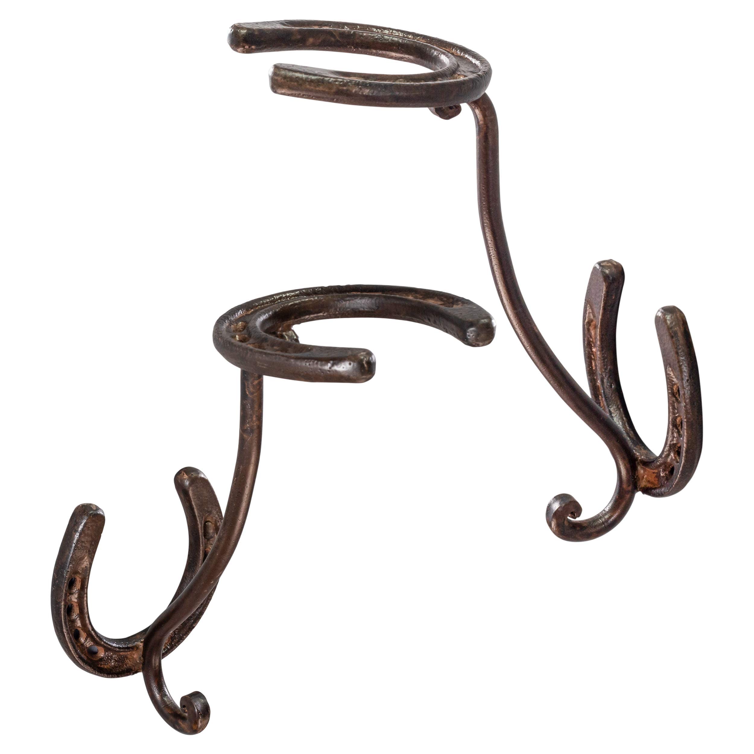 A.J. Boone Cowboy Hat Rack - Set Of 2 Decorative Wall-Mounted Holder - Heavy-Duty Iron Hanger And Organizer Diy Kit For Hats, Co