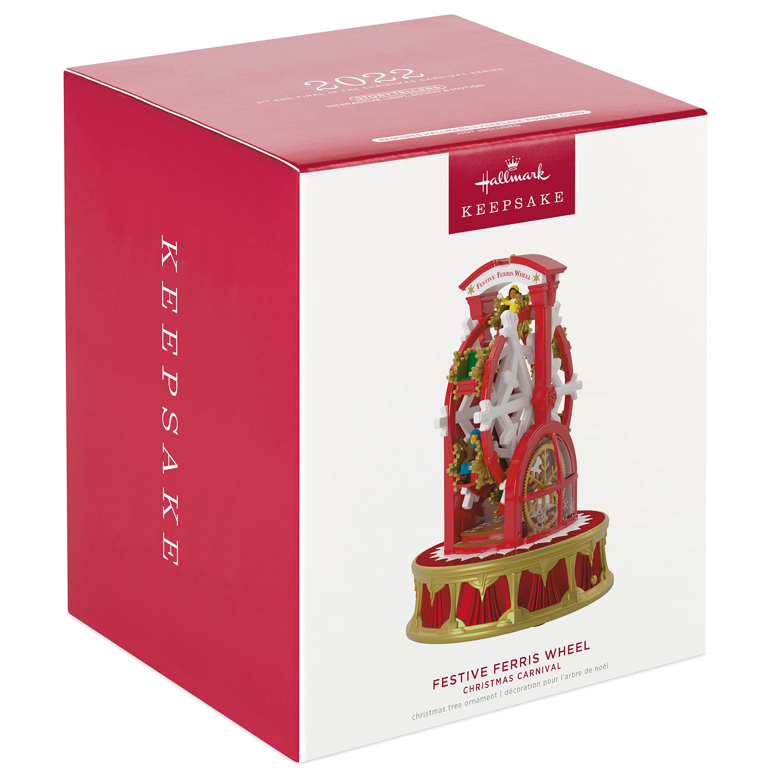 Hallmark Keepsake Plastic Christmas Ornament 2022, Christmas Carnival Festive Ferris Wheel with Music, Light and Motion