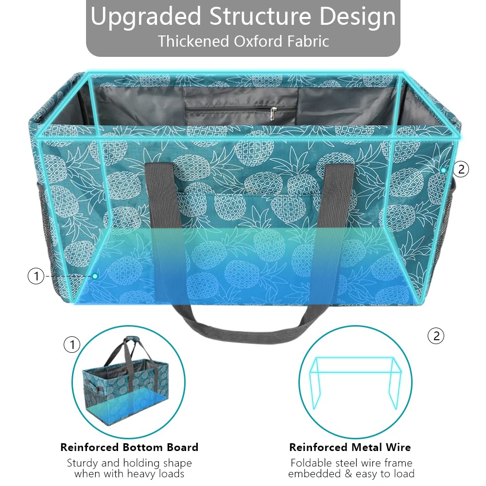 Acnusik Extra Large Utility Tote Bag For Women With Pockets, Canvas Collapsible Laundry Tote Bags,Open Top Pool Beach Bag Totes