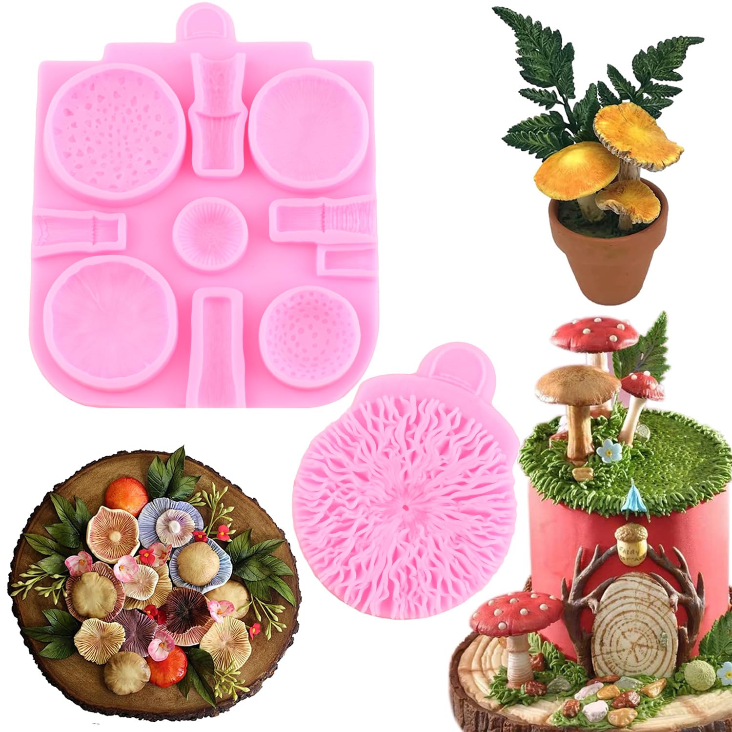 Miyahouse Mushroom Fondant Silicone Molds Chocolate Candy Silicone Molds For Cake Decorating Chocolate Candy Cupcake Topper Poly