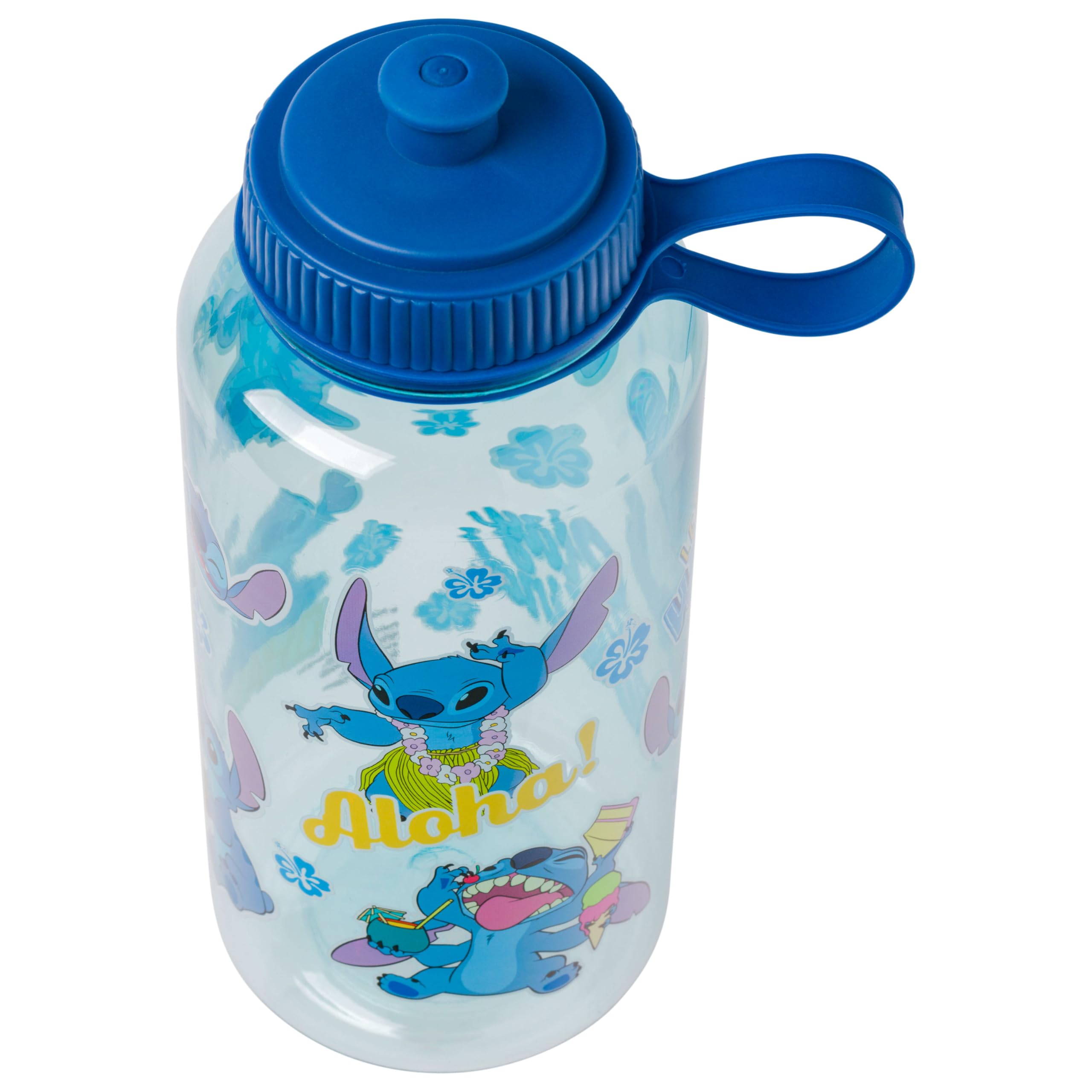 Silver Buffalo Disney Lilo And Stitch Weird Cute Decals Big Sports Water Bottle, 33.8 Ounces