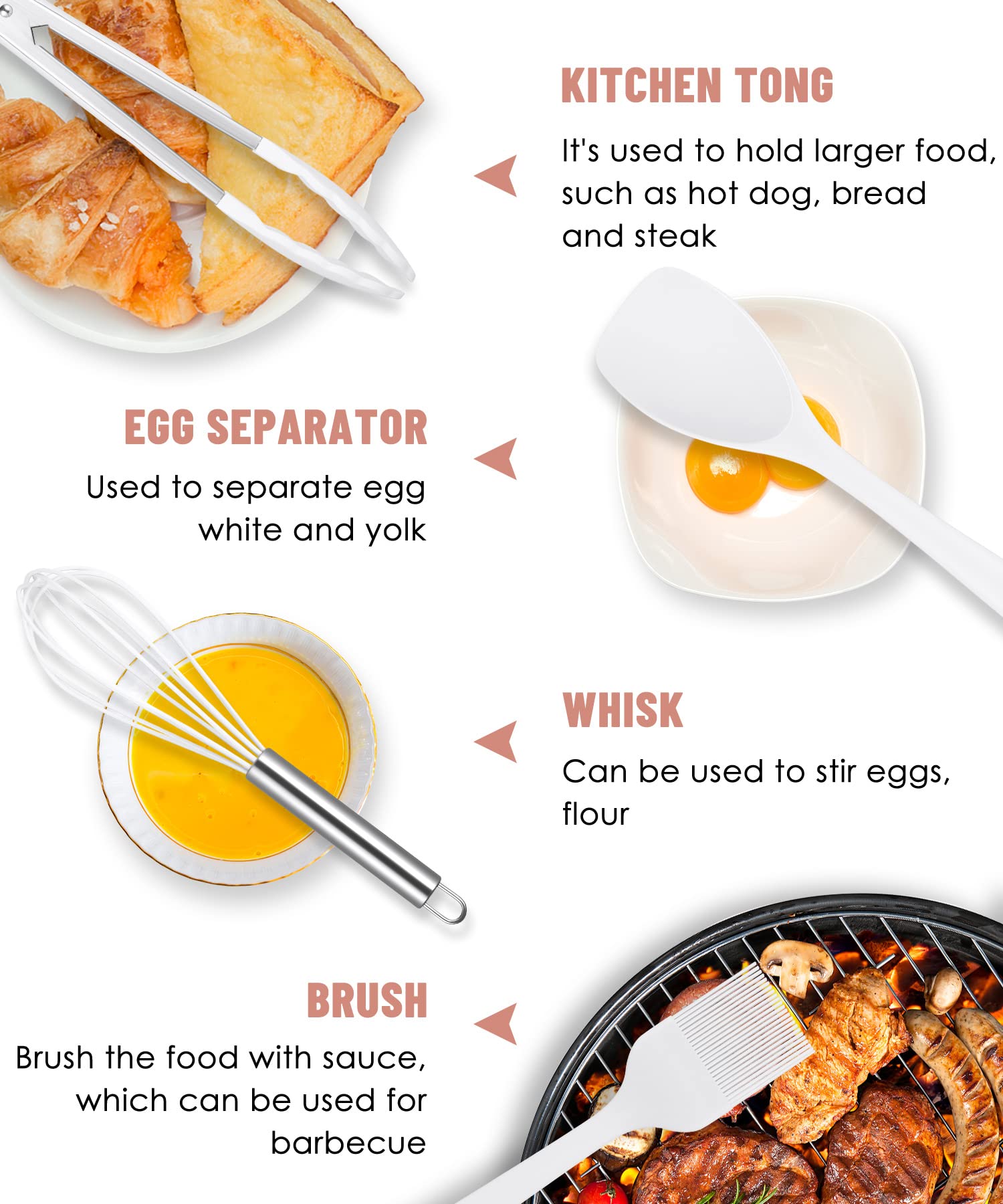 Kitchen Utensils Set-12 Pieces Silicone Cooking Utensils Set (Dishwasher Safe) 392F Heat Resistant Spatula Set,Kitchen Utensil S