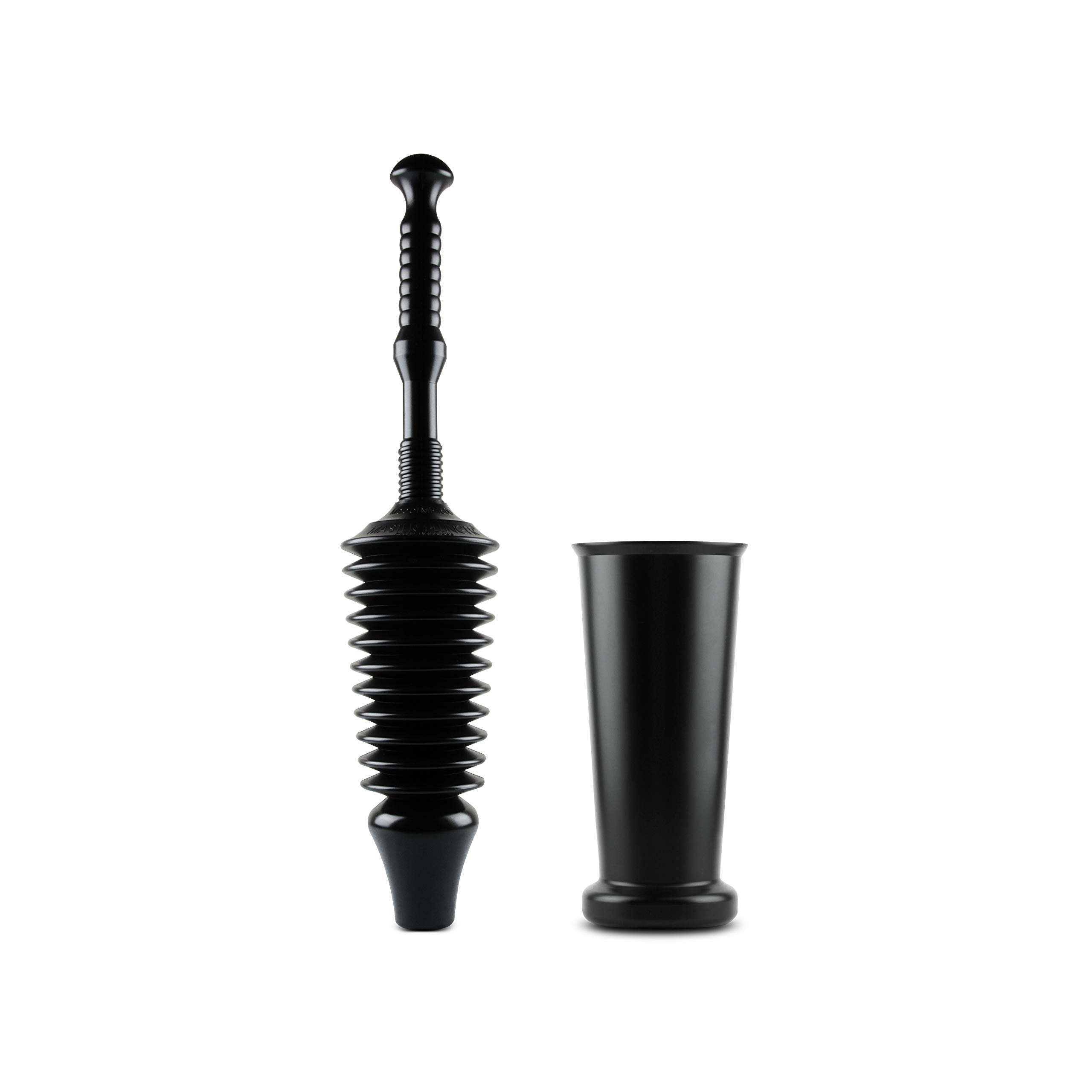 Master Plunger Mp1600-Tb 1.6 Gallon Low Flush Toilet Plunger With Funnel Nose Design. Tall Bucket Included, Black