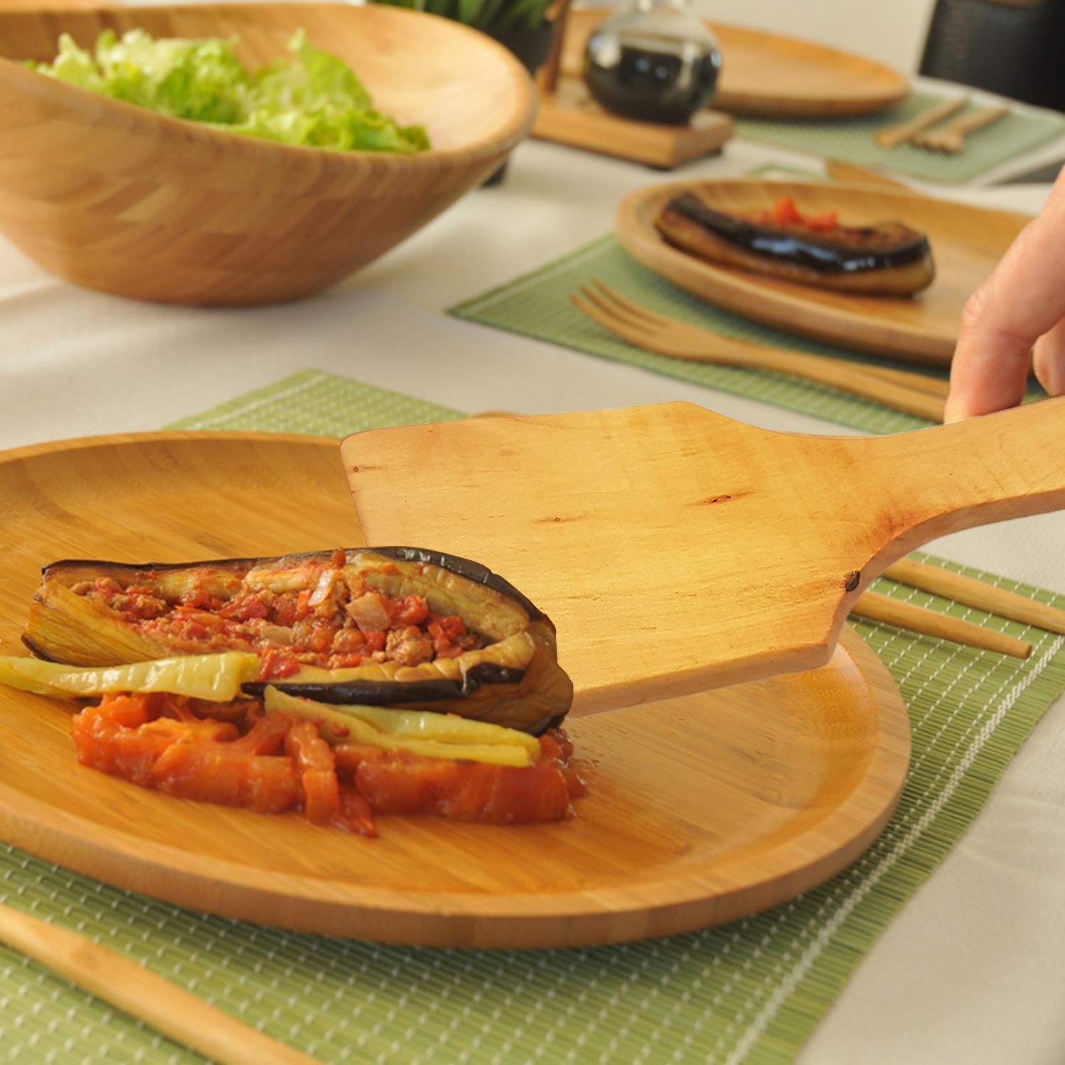 Wooden Spatula For Mixing And Cooking - Wood Kitchen Spatulas Set Great For Turner, Mixing, Corner Spoon And Scraper High Heat R
