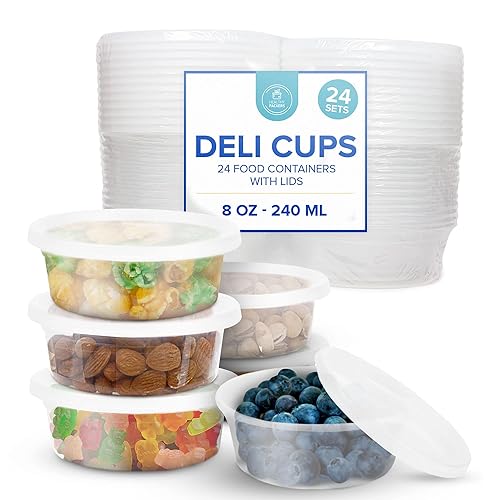 Food Storage Containers With Airtight Lids (8 Oz, 24 Pack) - Clear Plastic Food Storage Jars - Great For Your Slime Kit - Bpa Fr