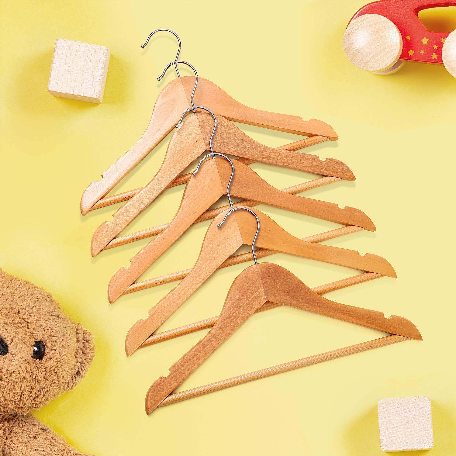 House Day Wooden Baby Hangers For Closet 20 Pack, Kids Wooden Hangers Baby Clothes Hangers, 360 Swivel Hook Heavy Duty Toddler H