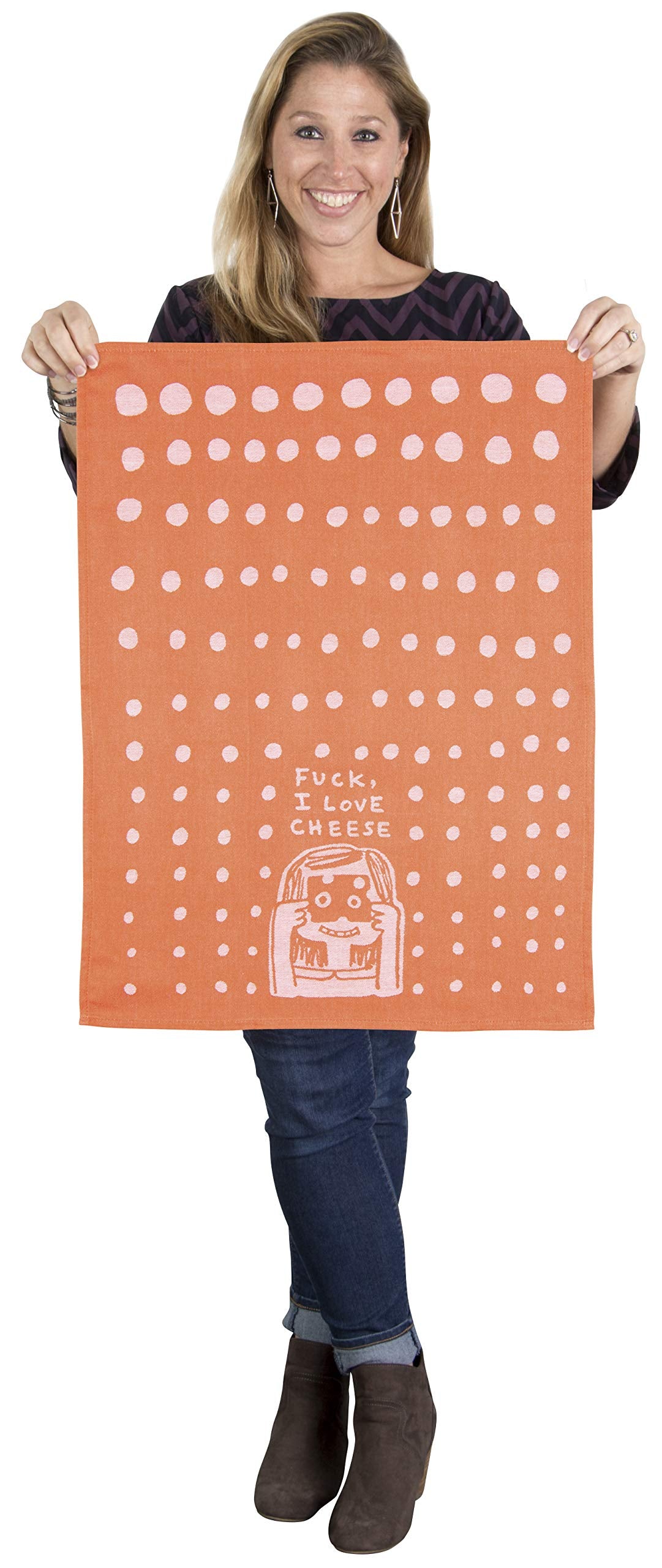 Blue Q Woven Novelty Dish Towel, 100% Cotton, Soft, Super-Absorbent (Fuck, I Love Cheese)