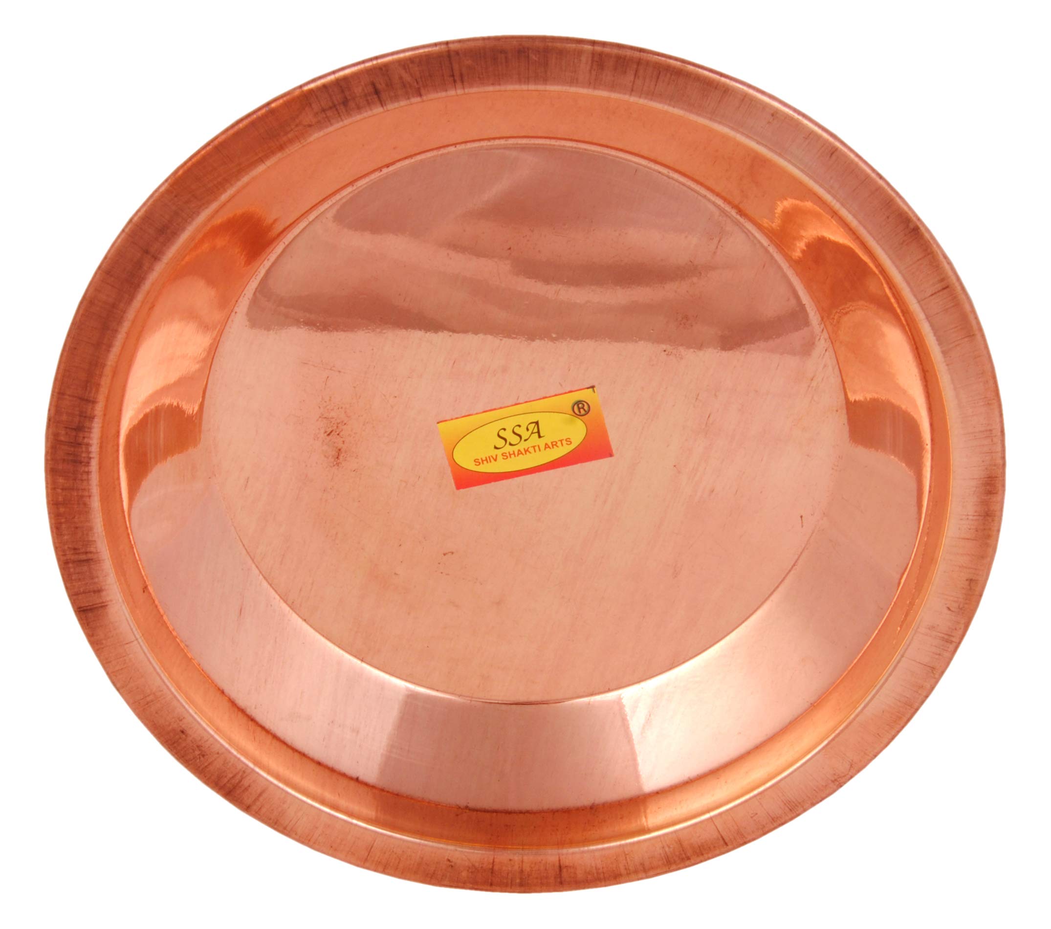 Shiv Shakti Arts 100% Pure Copper Pooja Thali Plate Taman - (Diameter - 4.33 Inch, Heavy)