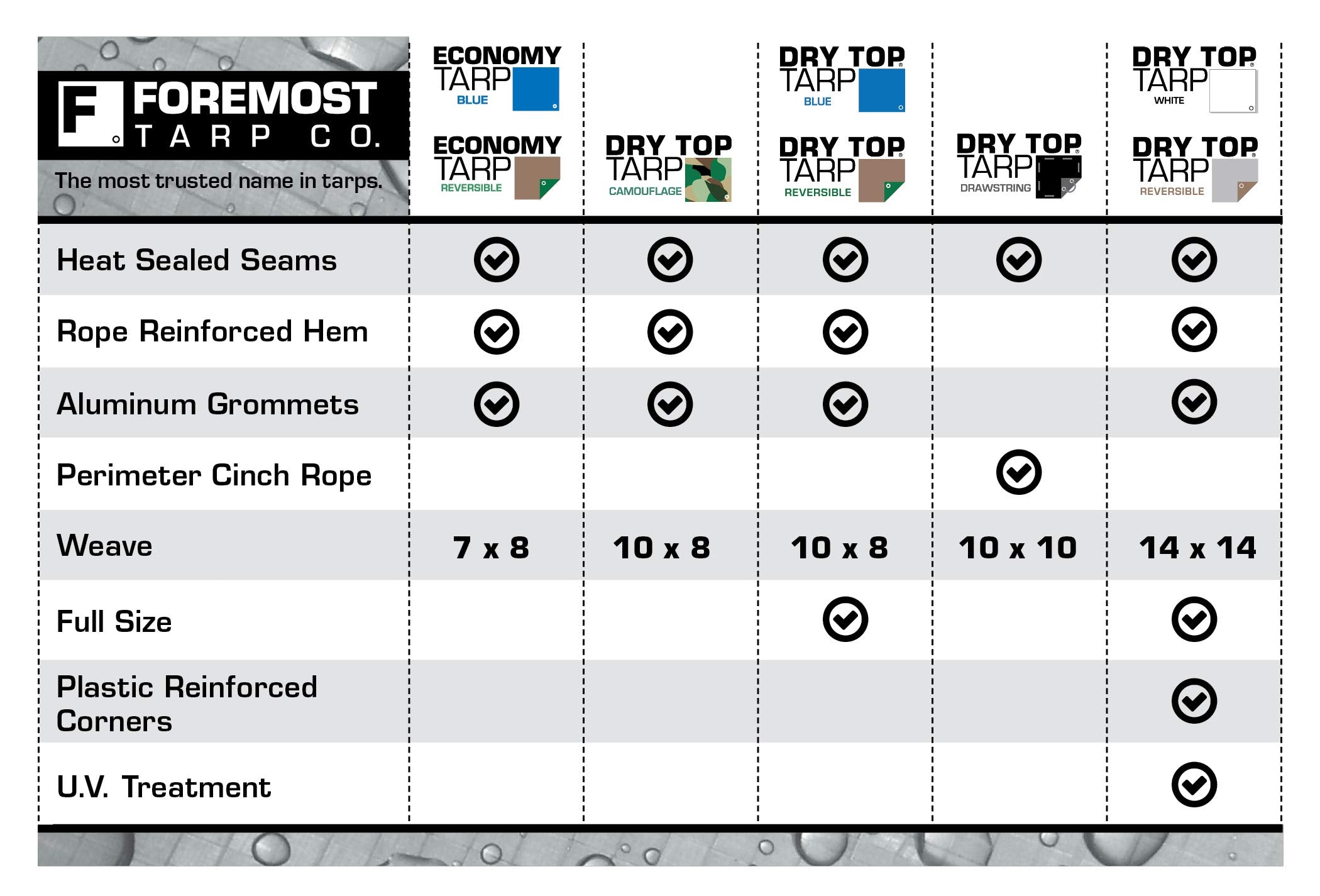 Dry Top 21010 Heavy Duty Tarp, 10X10 Feet, Silverbrown