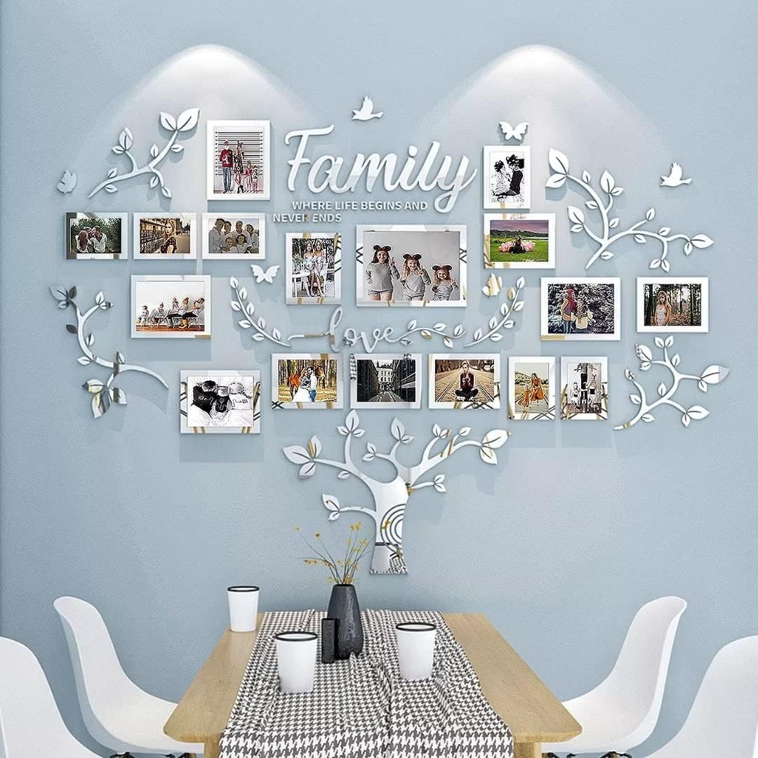 Family Tree Wall Decor For Living Room - Picture Frames Collage Wall Decor 4X6 5X7 8X10 11X14 3D Diy-Acrylic Family Wall Decor P