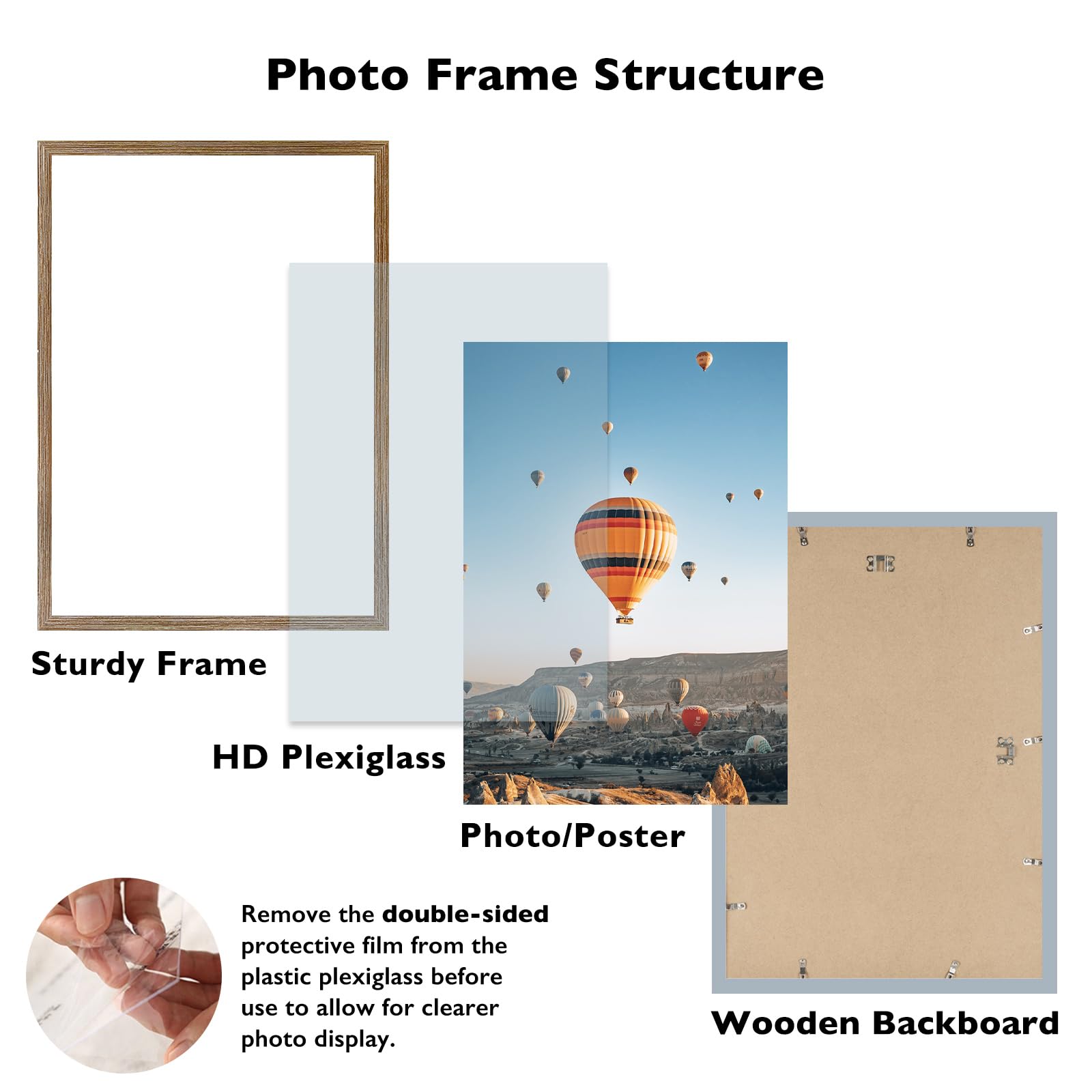 JCJMY 15x22 Picture Frame Rustic Brown for Poster Photo Picture, Horizontal and Vertical Formats for Wall Hanging, 15 x 22 Wall