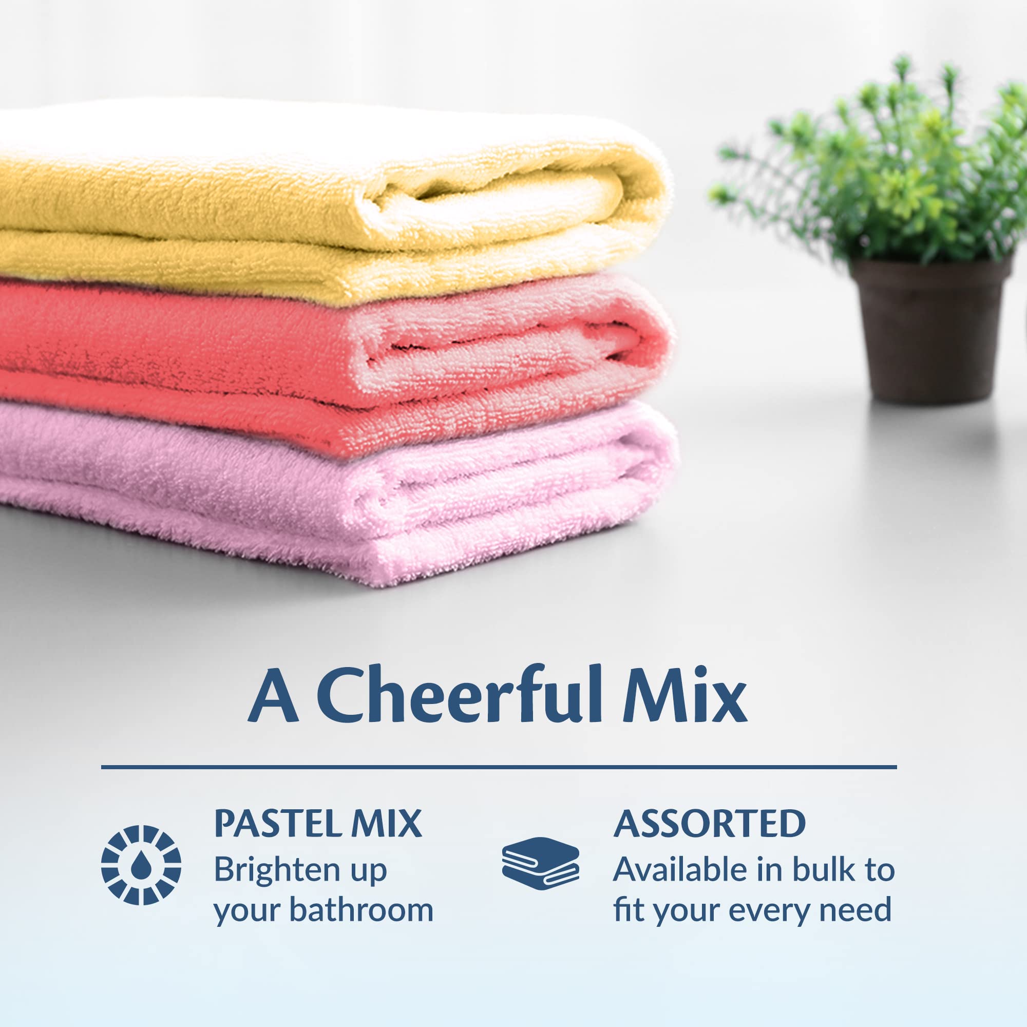 Groko Textiles Small And Lightweight Cotton Towels Assorted Pastel Mix 24 X 40 Inches Towels (6) Perfect Size For Hair Drying An