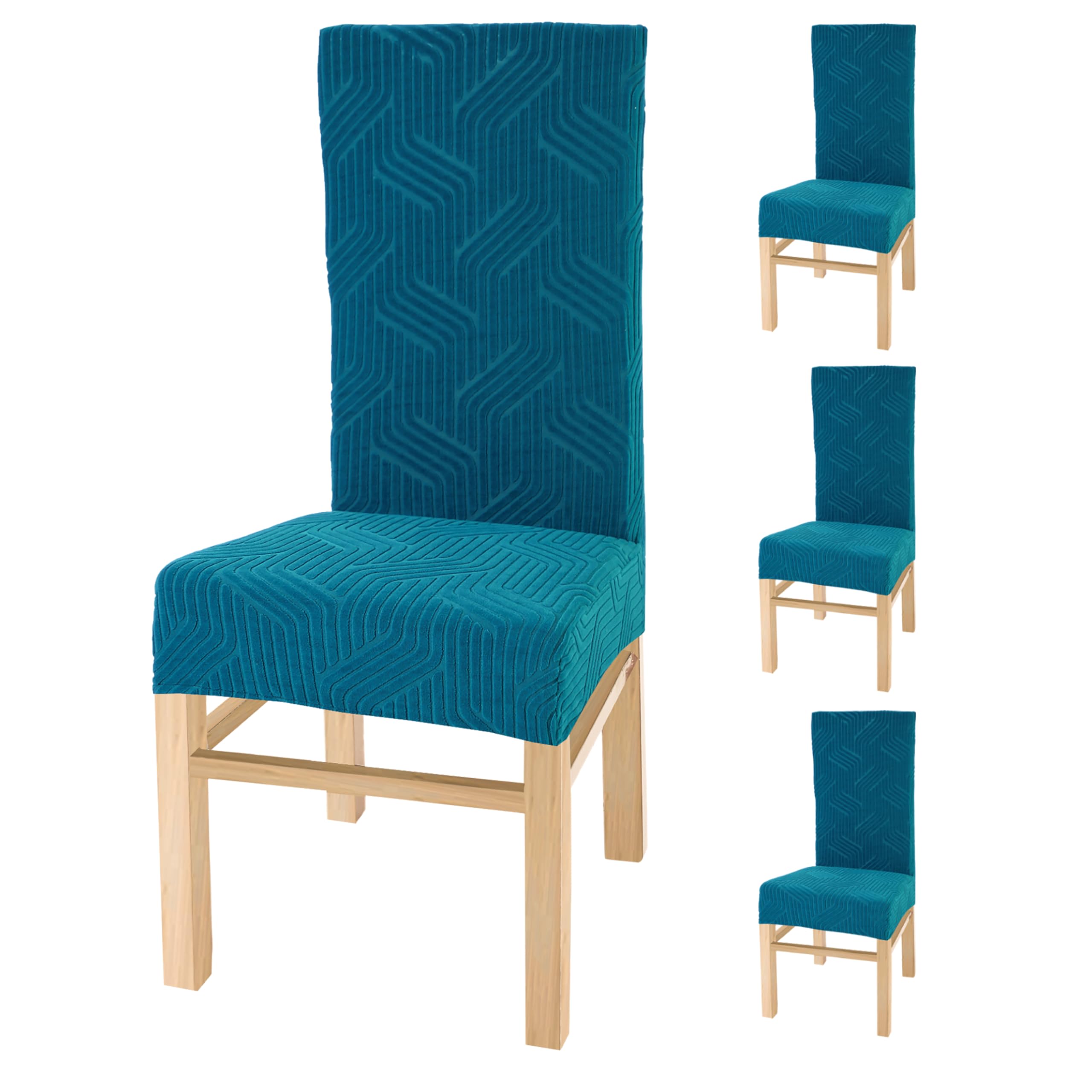Yellow Weaves Elastic Stretchable Dining Chair Covers, Removable Washable Elastic Self Jacquard Dining Chair Covers (Set Of 4, P