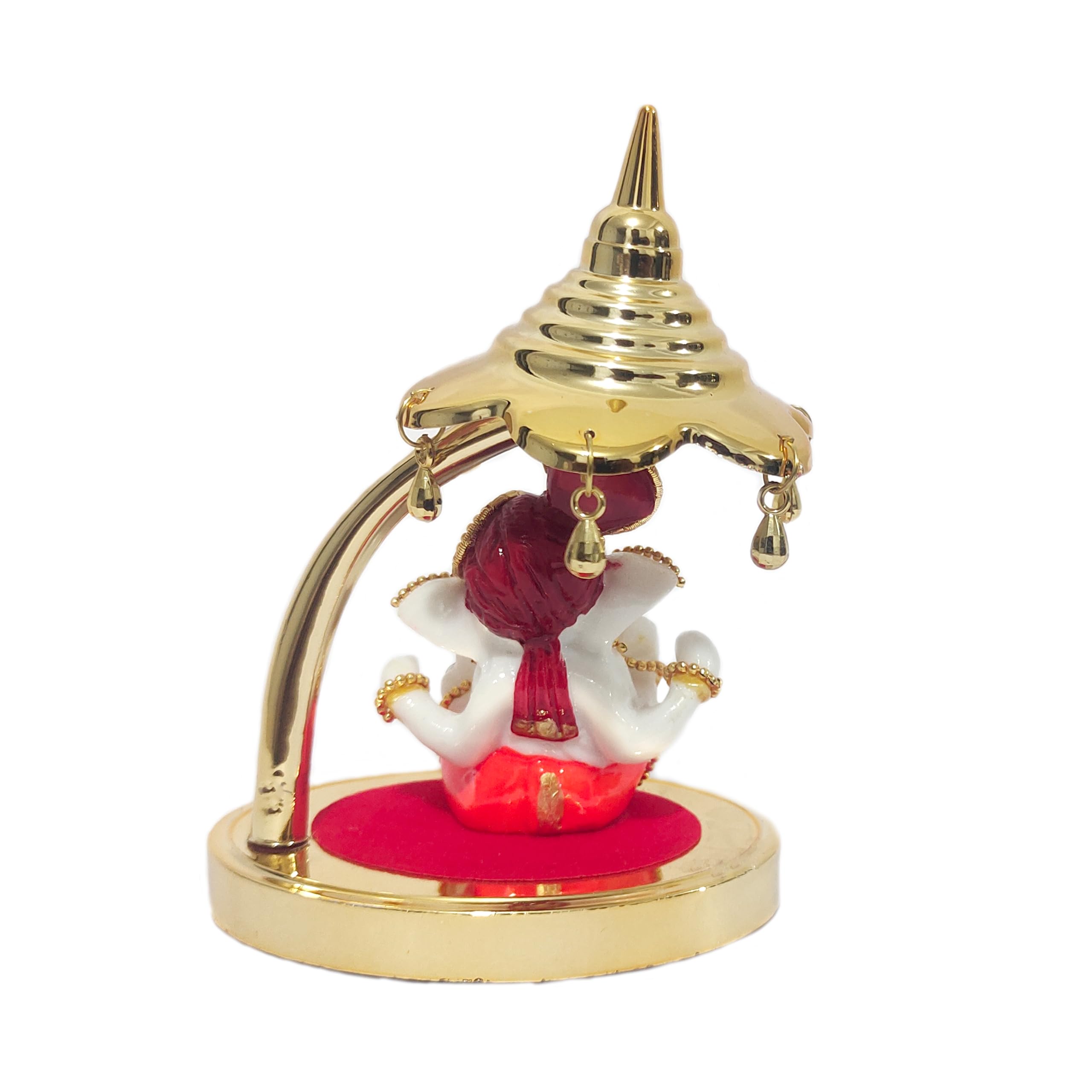 Primefair Gaddi Ganesh Idol For Car Dashboard Lord Ganesha Fiber Showpiece For Dash Decor, Home Gifts With Gold Plating (Ganesha
