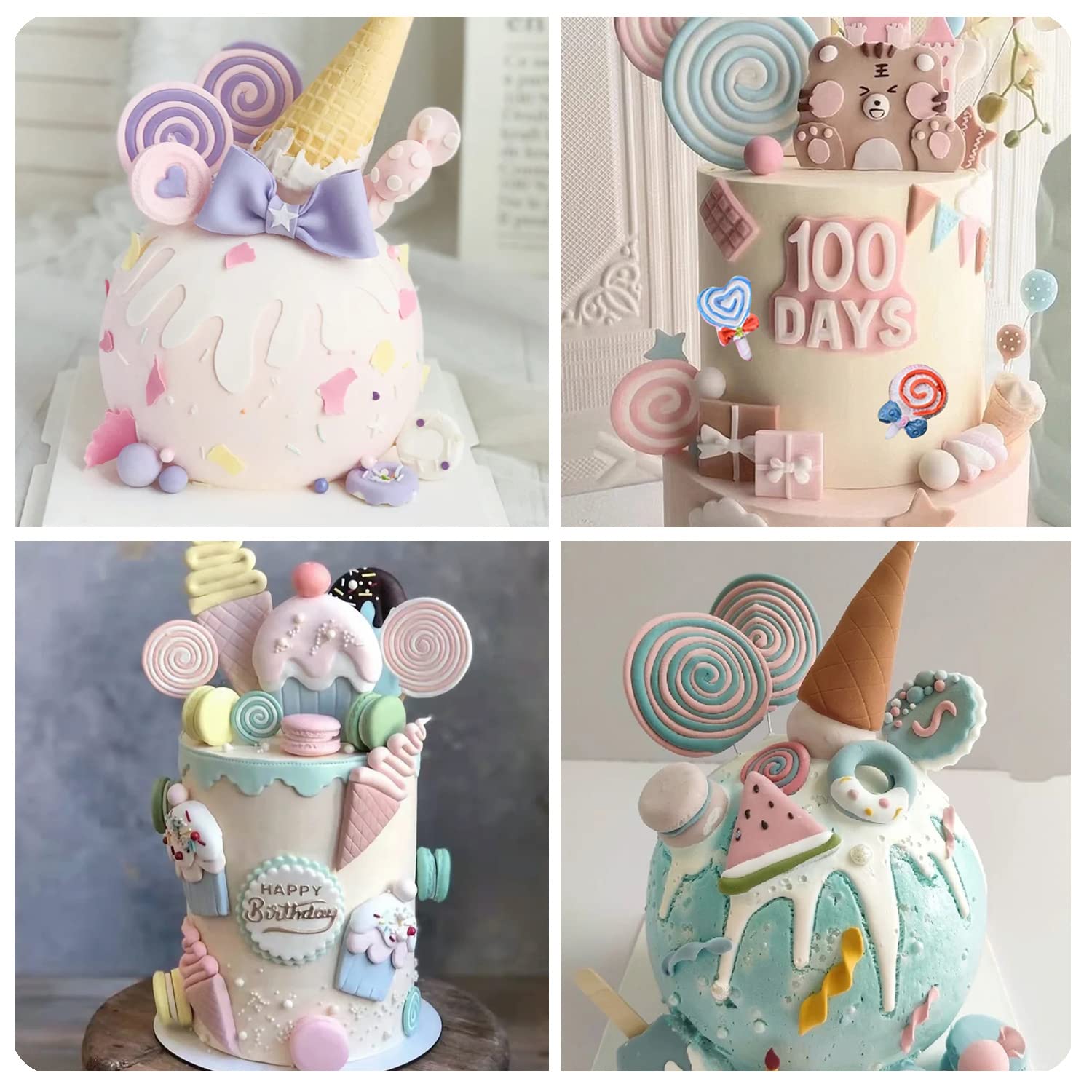 Miyahouse Ice Cream Silicone Molds Candyland Fondant Molds Lollipop Chocolate Mold For Cake Decorating Cupcake Topper Popsicle P