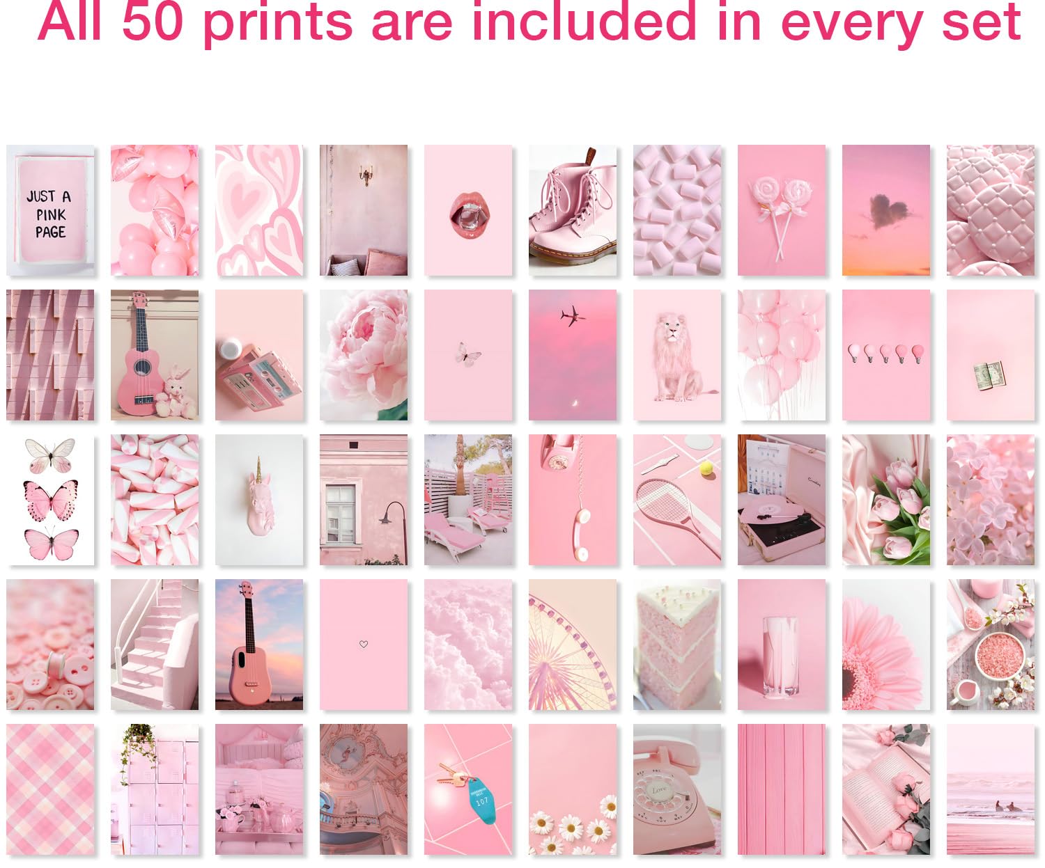 Y2K Boo Rose Pink Wall Collage Kit - 50Pcs Aesthetic Posters For Room Decor, Perfect For Dorms And Bedrooms, Cute And Trendy Pin