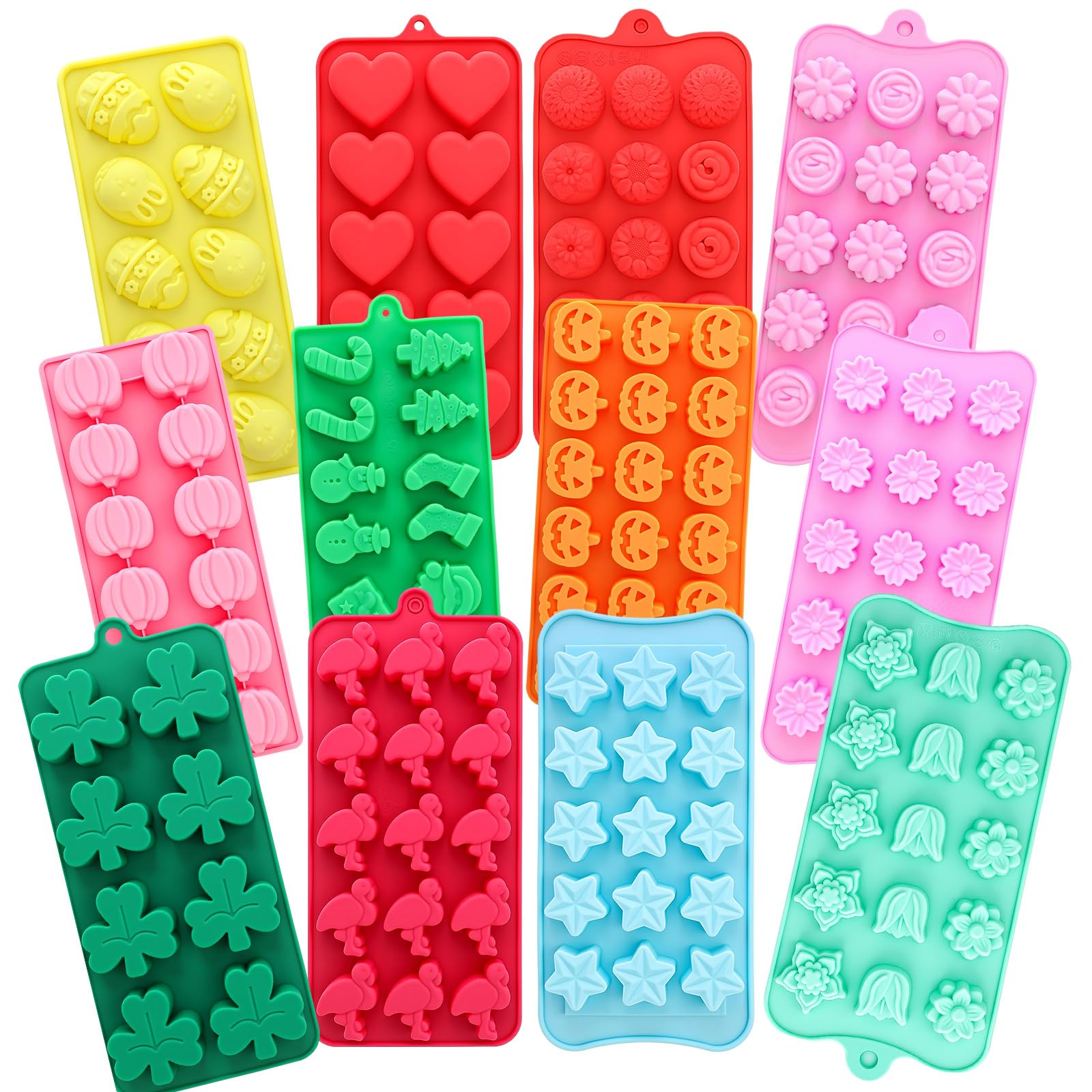 Lemonroad 12 Pcs Seasonal Silicone Mold Halloween Fall Christmas Candy Mold