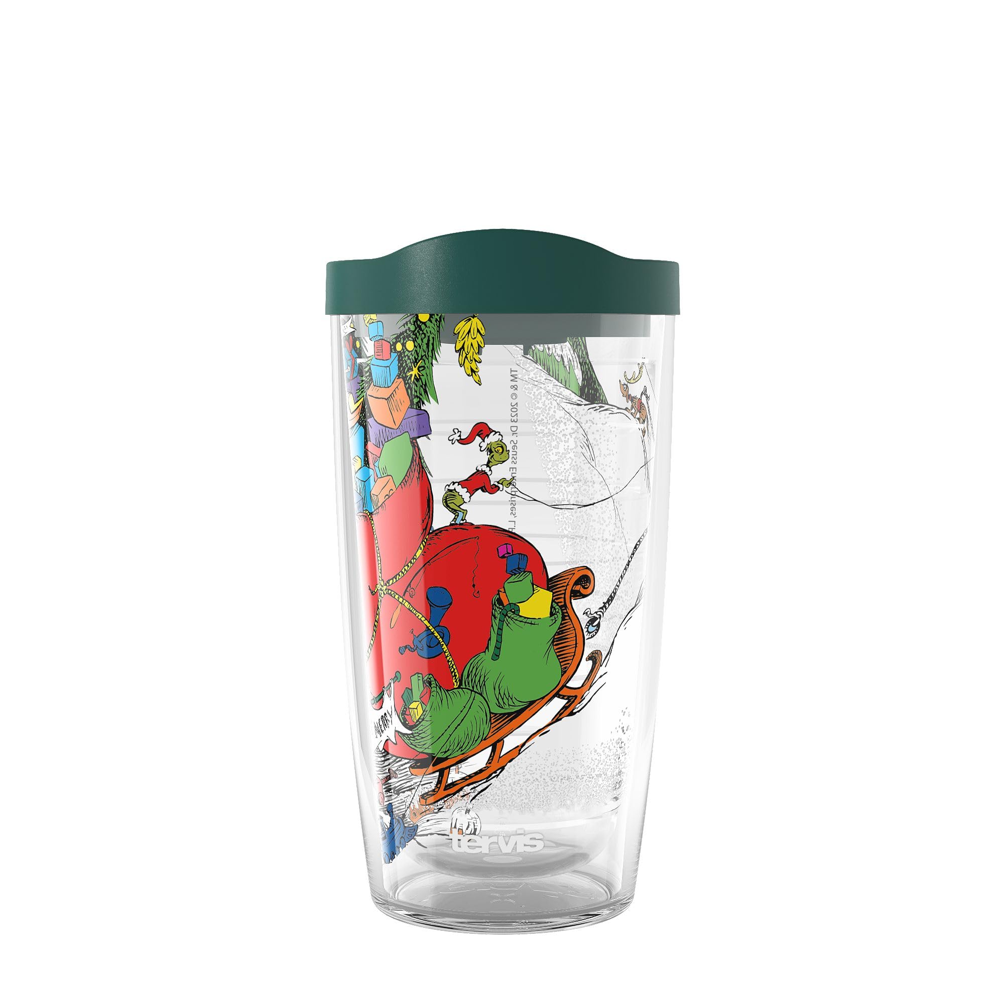 Tervis Dr. Seuss Grinch All Packed Up Made in USA Double Walled Insulated Tumbler Travel Cup Keeps Drinks Cold & Hot, 16oz, Clas