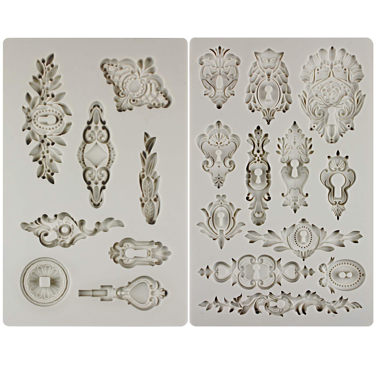 Vintage Inspired Key And Keyhole Silicone Molds 2-Count