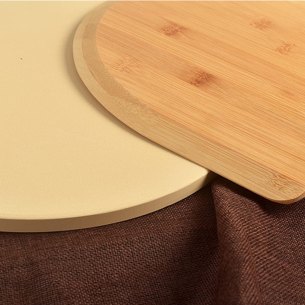 Homedge Pizza Stone Set, Heavy Duty Round Cordierite Baking Stone For Bread, Pizza, Thermal Shock Resistant Cooking Stone With B
