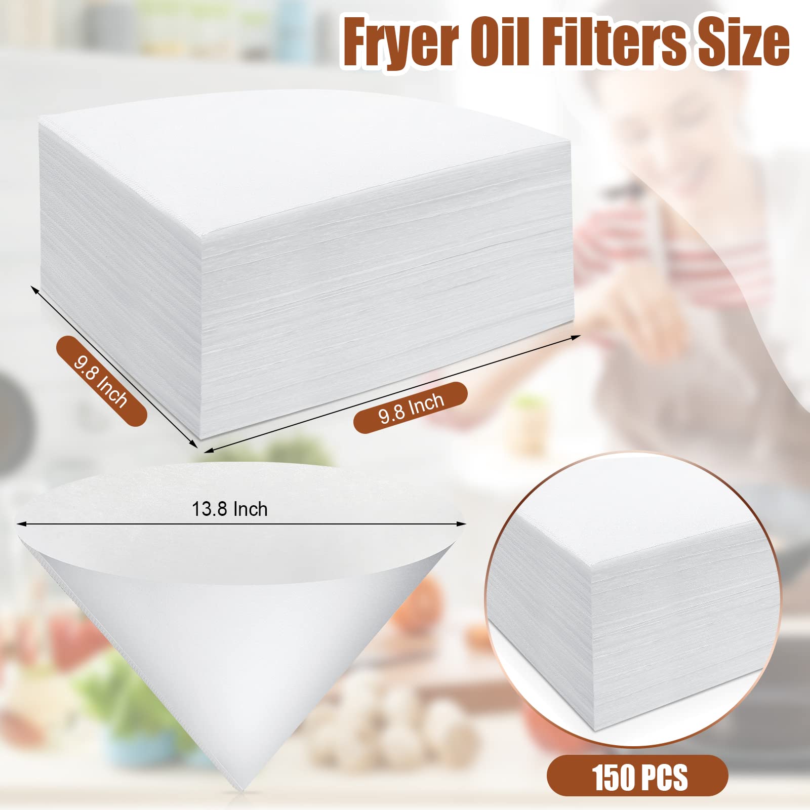 Yexiya 150 Pieces 10 X 10 Inches White Cone Filters Food Cooking Oil Filter Grease Filters Oil Funnel Filters For Maple Syrup Ma