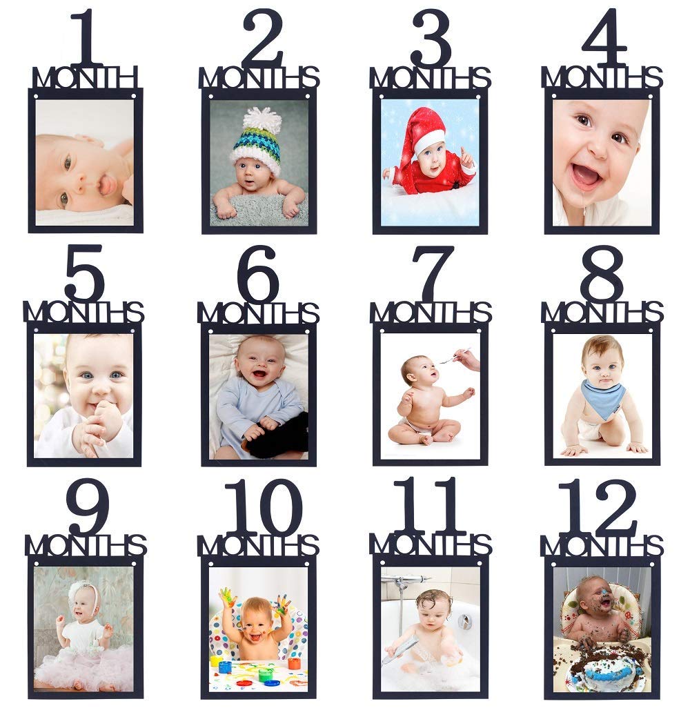 Angel Q House 1St Birthday Baby Photo Banner Growth Record 1-12 Month Photo Prop Monthly Milestone Photograph Bunting Garland,Fi