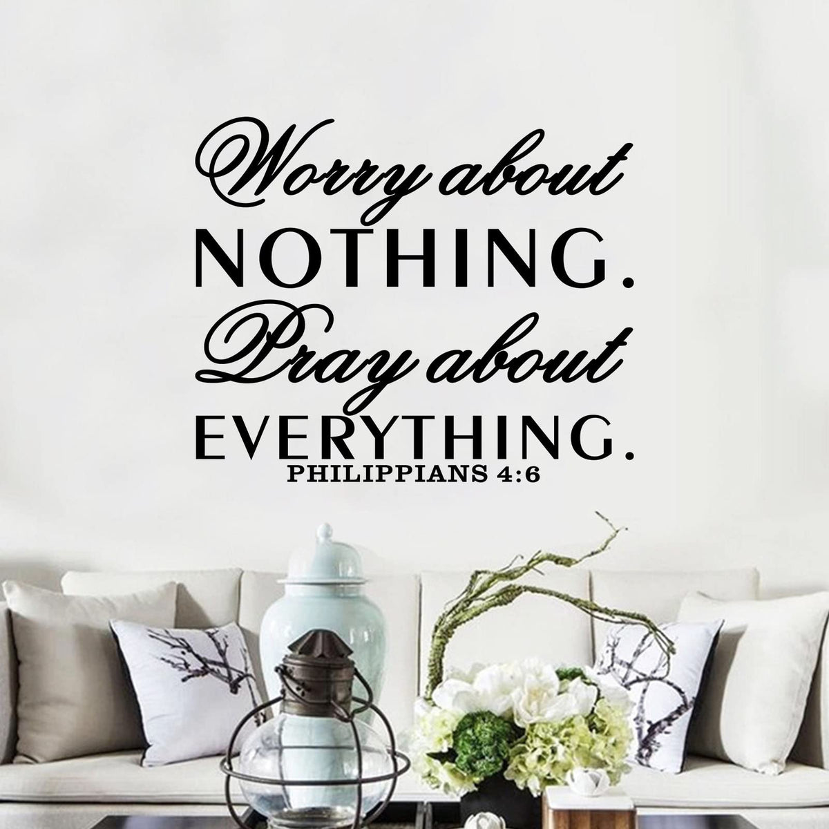 Seatune Inspirational Wall Decals, Prayer Wall Decor, Quotes Bible Verse Christian Religious Faith Bedroom Living Room Vinyl Art