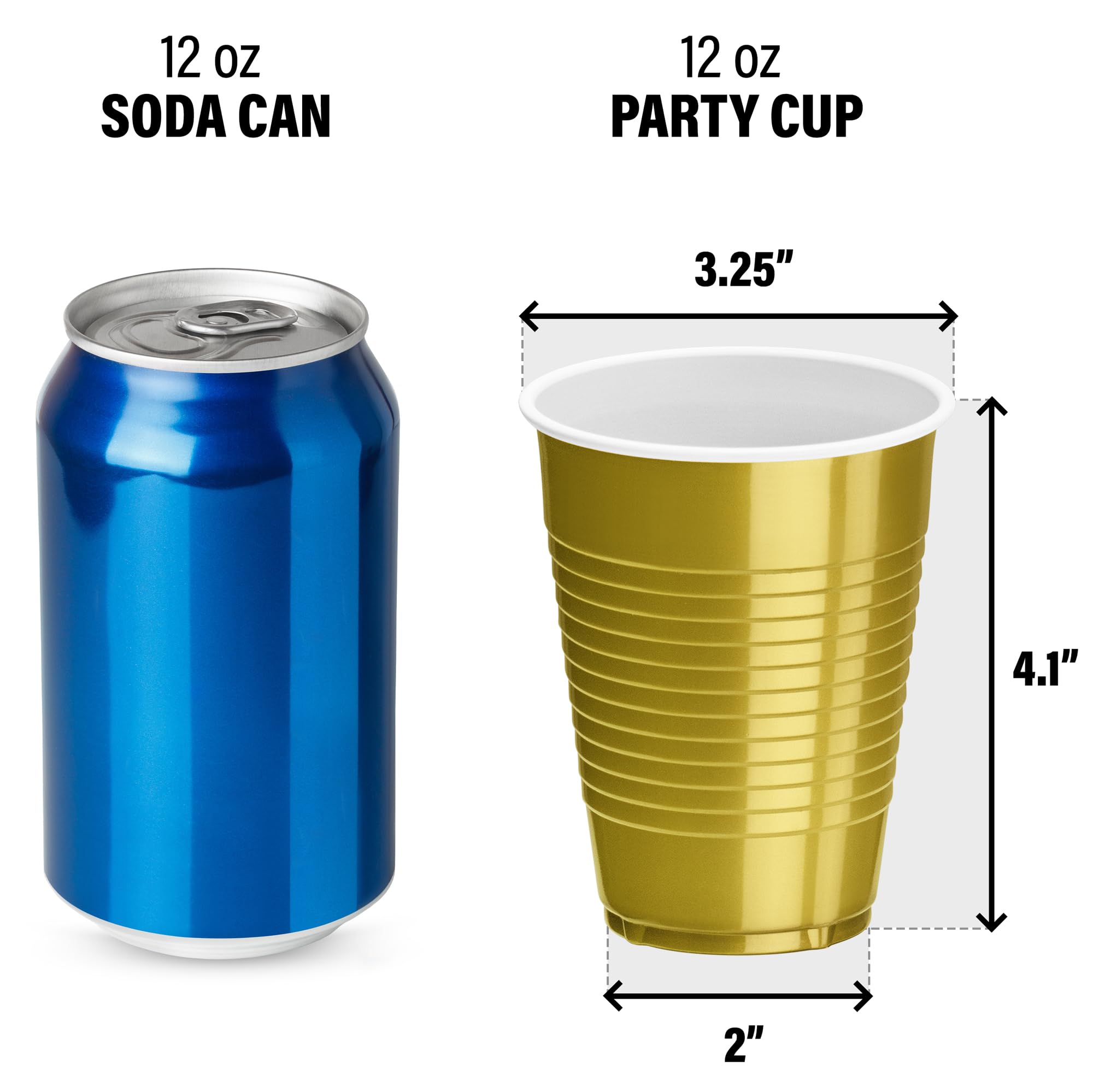 Decorrack Gold Plastic Cups, 12 Oz Disposable Cups, Reusable Party Supplies (120 Count)