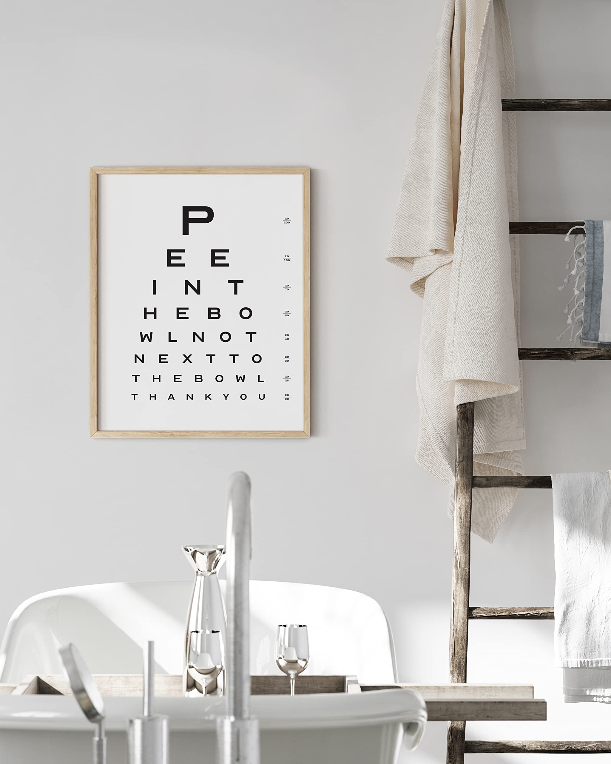 HAUS AND HUES Funny Bathroom Signs Wall Art - Eye Exam - 12" x 16" UNFRAMED