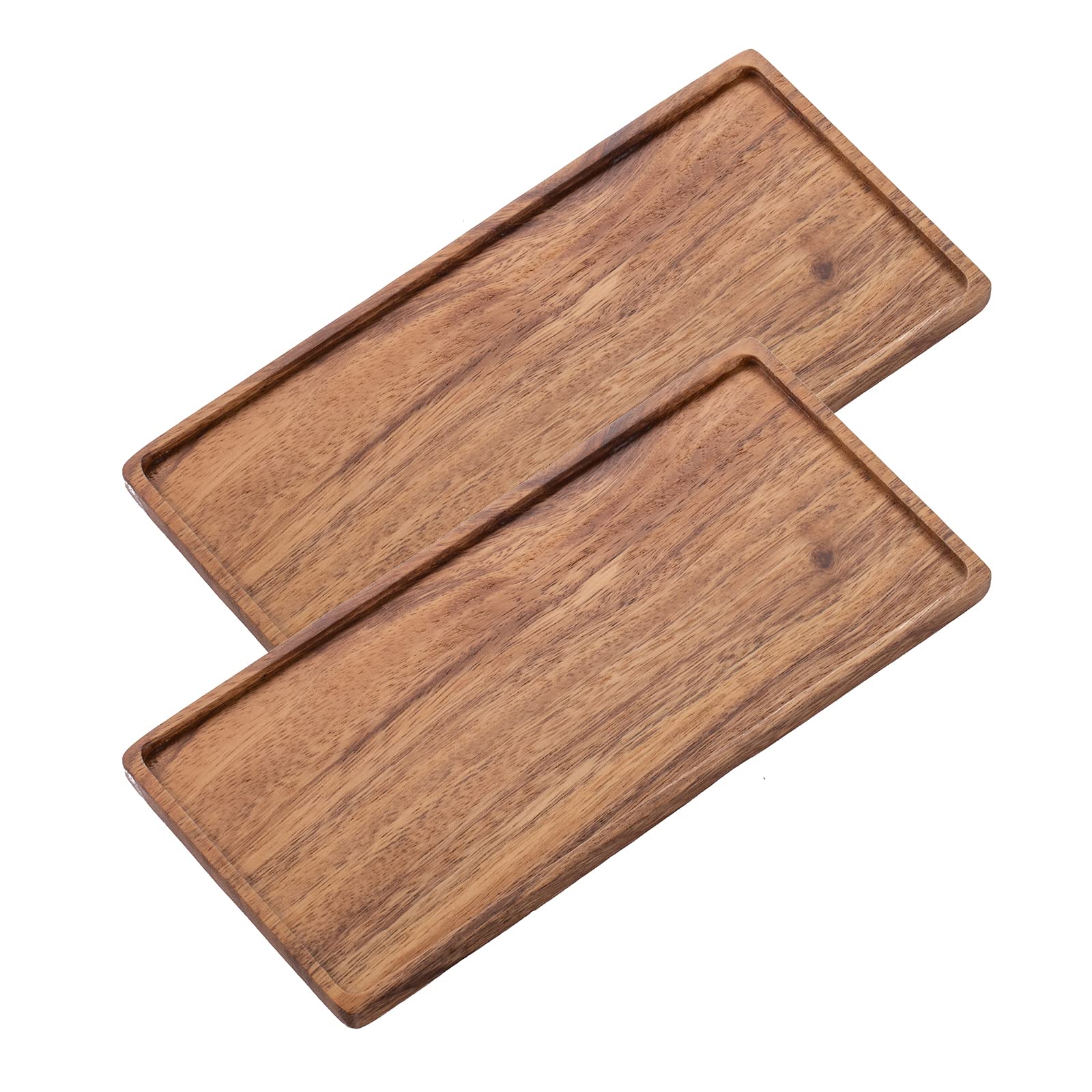 Vandroop Mini Wooden Serving Platter, Small Wood Serving Tray For Tea/Coffee (Set Of 2, S)