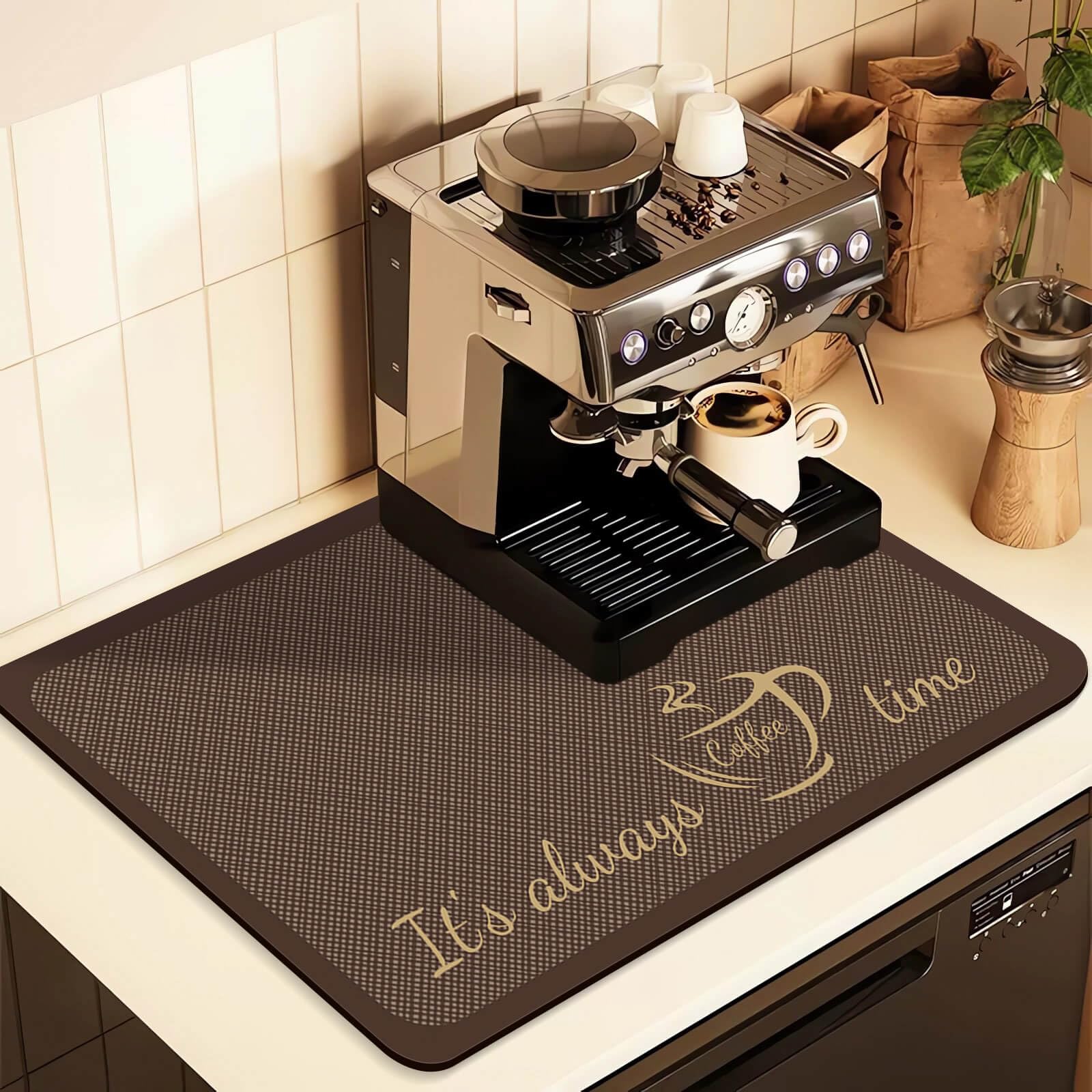Coffee Mat for Countertops ,Coffee Bar Accessories Fit Under Coffee Maker Espresso Machine, Absorbent Hide Stain Rubber Mat for 