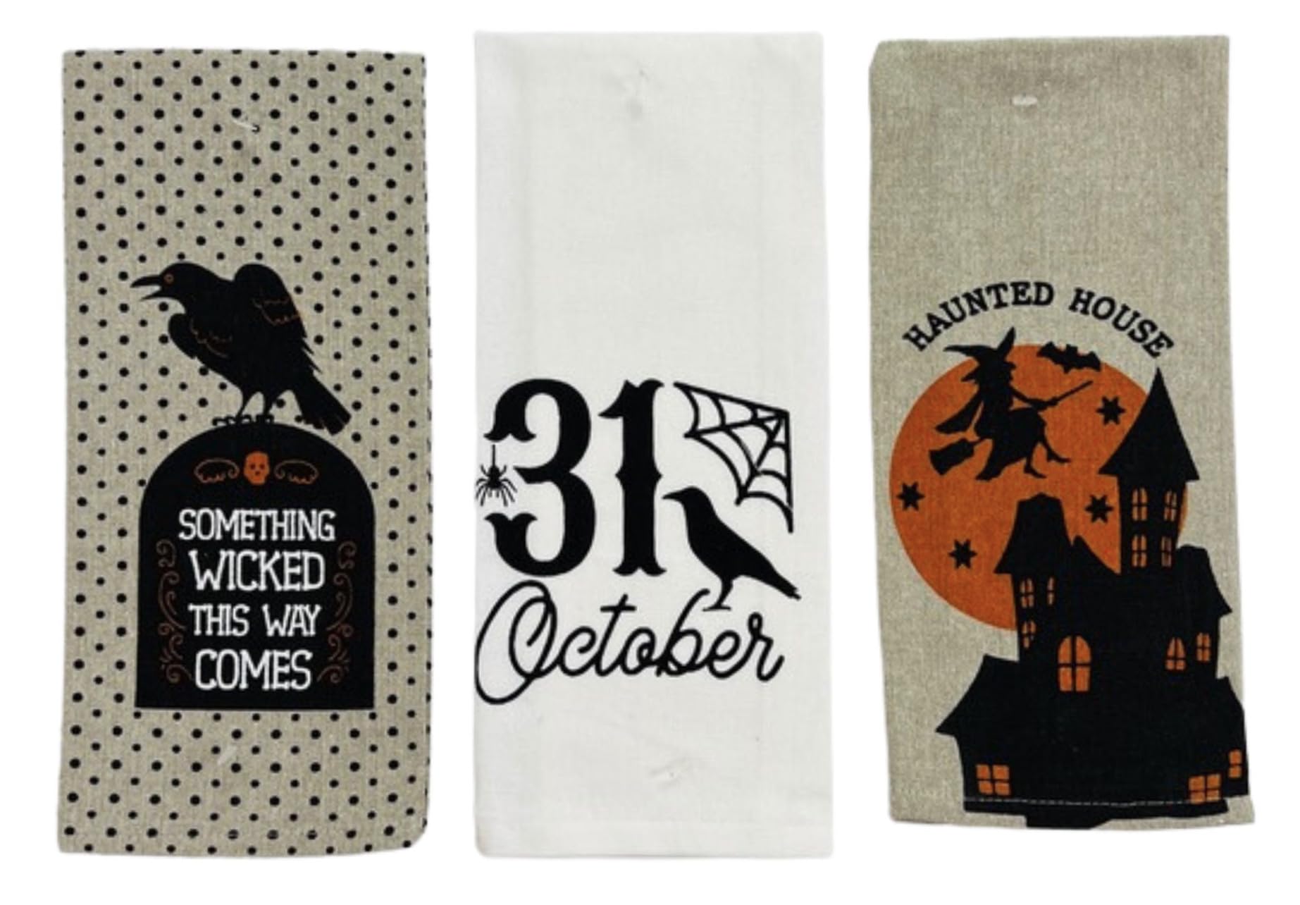 Halloween Kitchen Towel Set: Fun Let'S Get Spooky Pumpkin Design, Black White Gingham Towel, (Get Spooky)