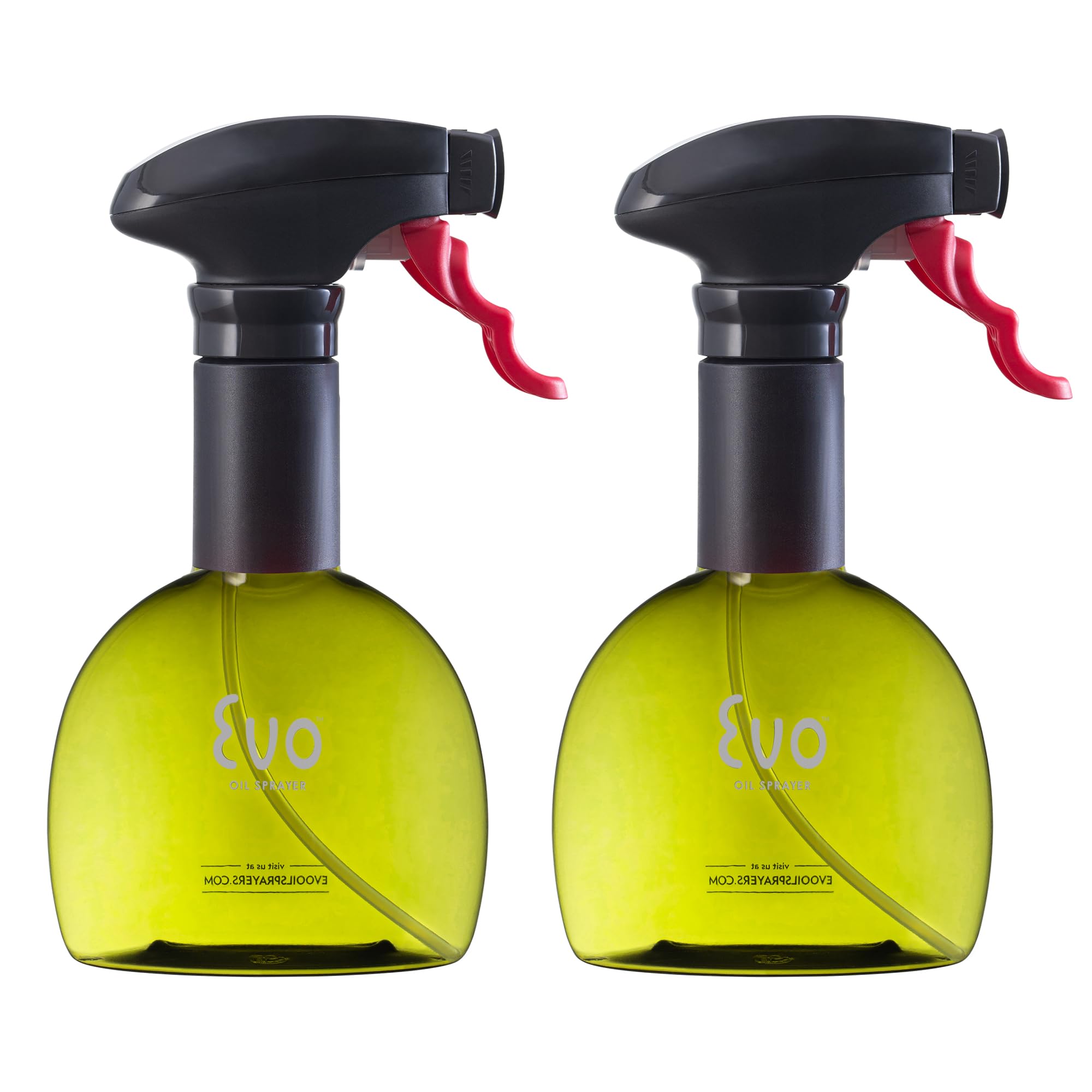 Evo Oil Sprayer Mini Non-Aerosol For Olive Oil, Cooking Oils, And Vinegars, Green, 8-Ounce Capacity, Set Of 2