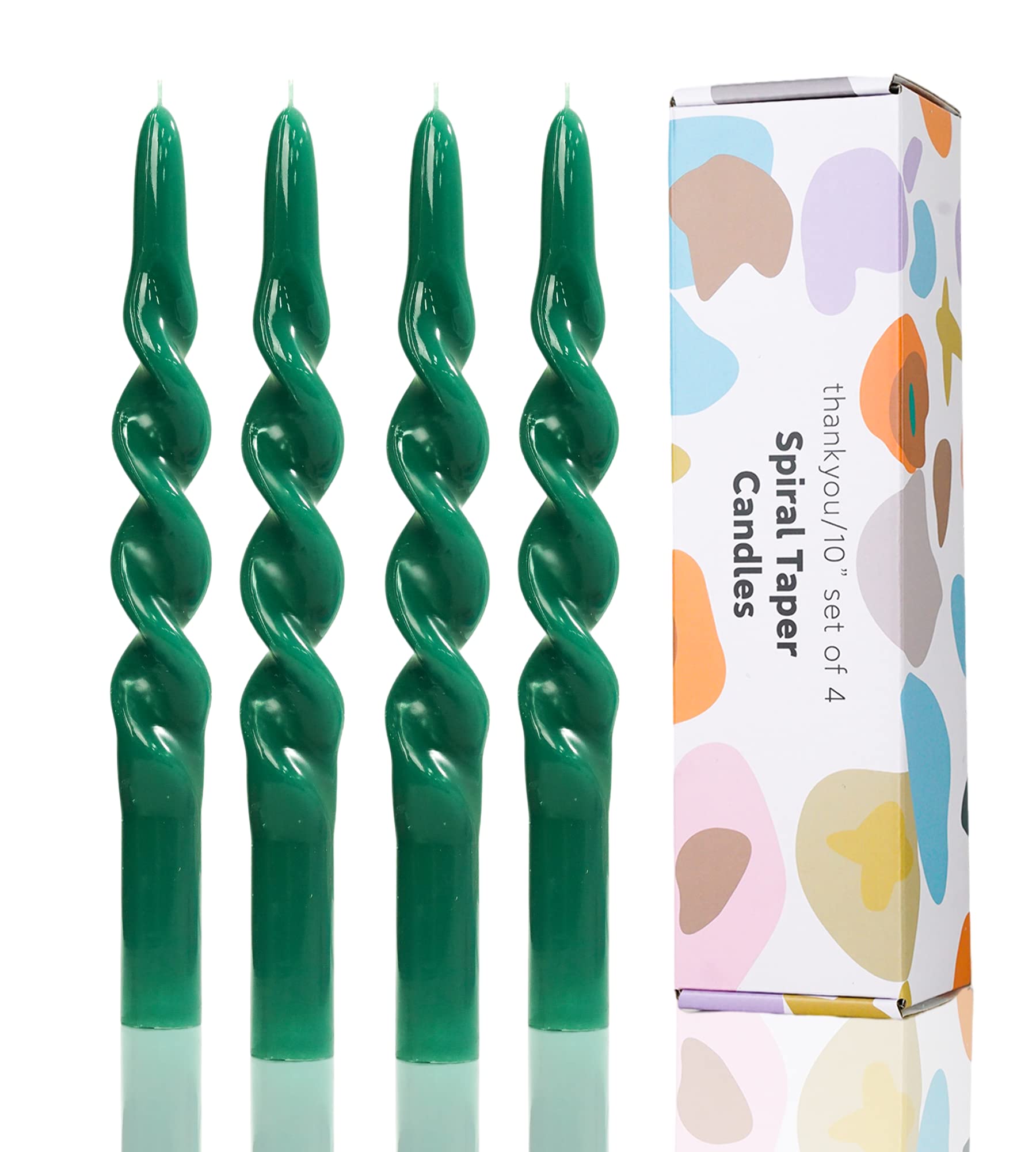 LPUSA Green Spiral Taper Candles Twisted Candle Conical Stick Candles for Holiday Wedding Party Wax Unscented Dinner Candle Drip